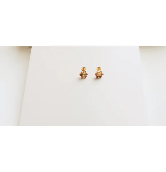 Children's net earrings, 21 karat gold, made in Singapore - (S-0174)