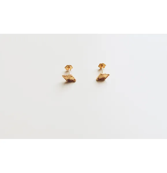 Children's net earrings, 21 karat gold, made in Singapore - (S-0175)