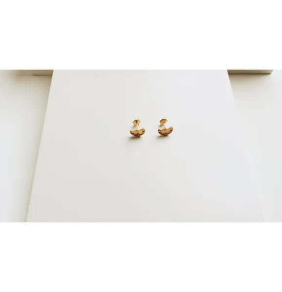 Children's net earrings, 21 karat gold, made in Singapore - (S-0176)