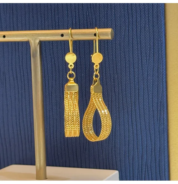 21 karat gold pendant earrings, made in Turkey