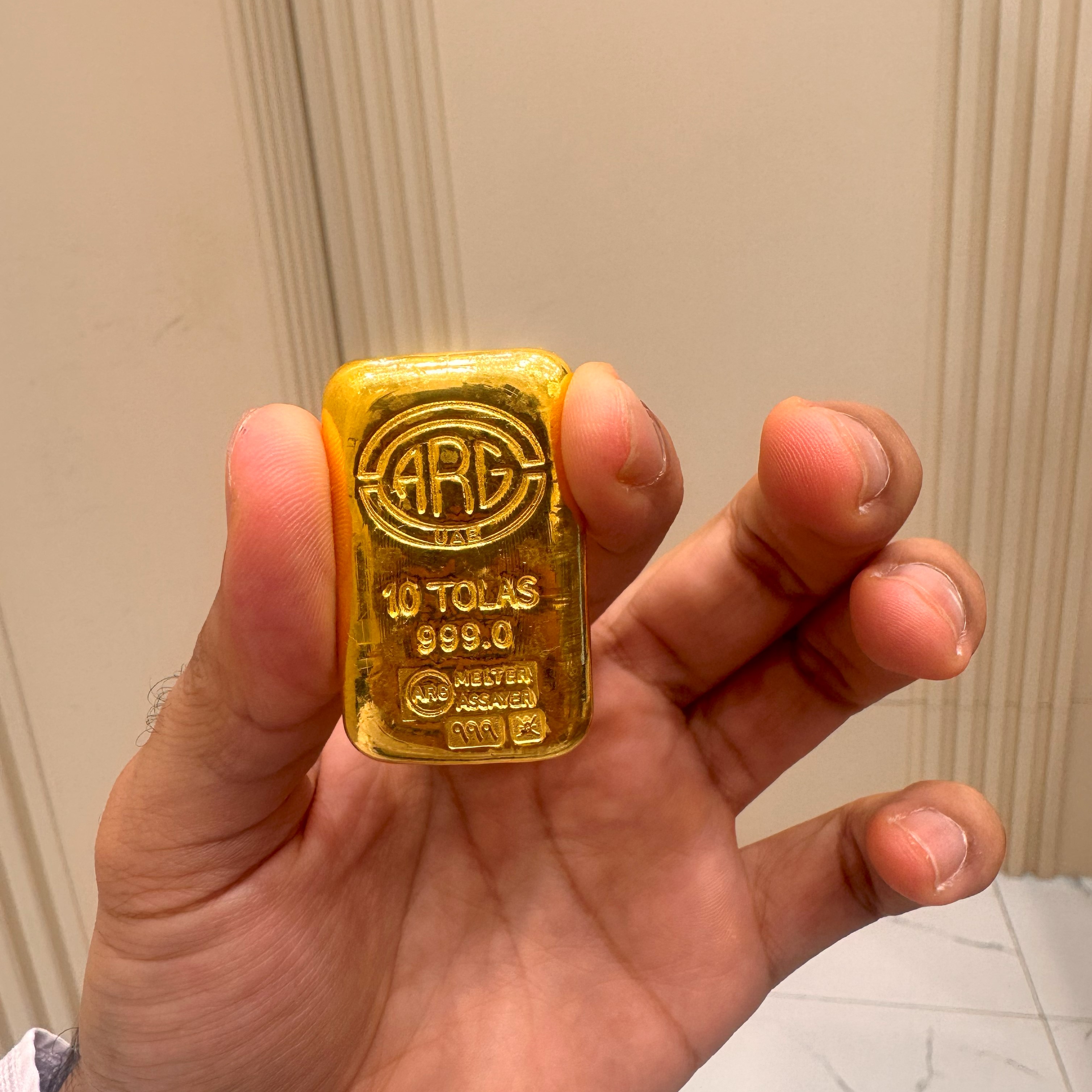 10 tola 24 karat (999) gold bar - only purchase by whatsapp 97111978 - (G-0008)