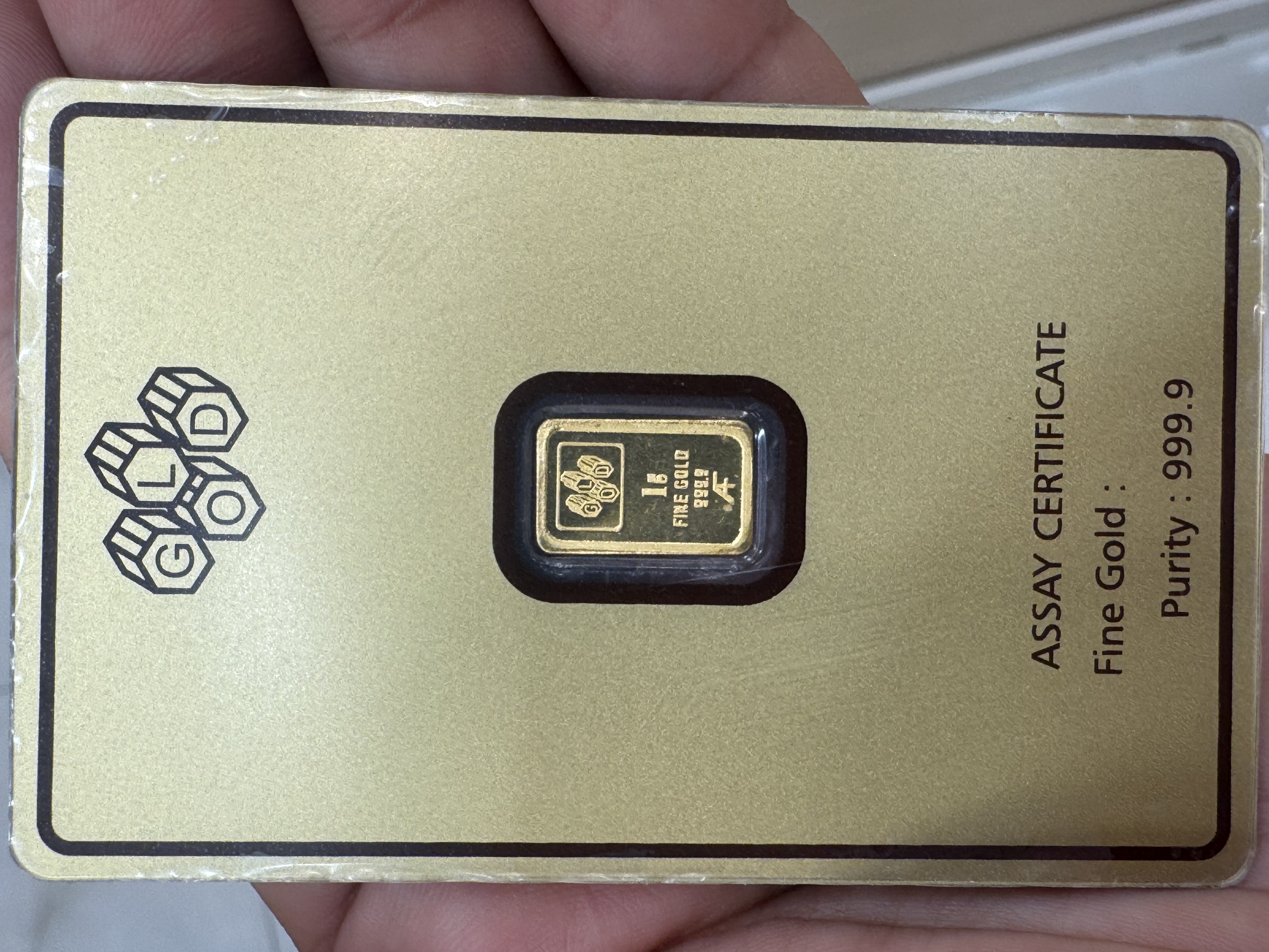 1 gram 24 karat (9999) gold bar - only purchase by whatsapp 97111978 - (G-0017)