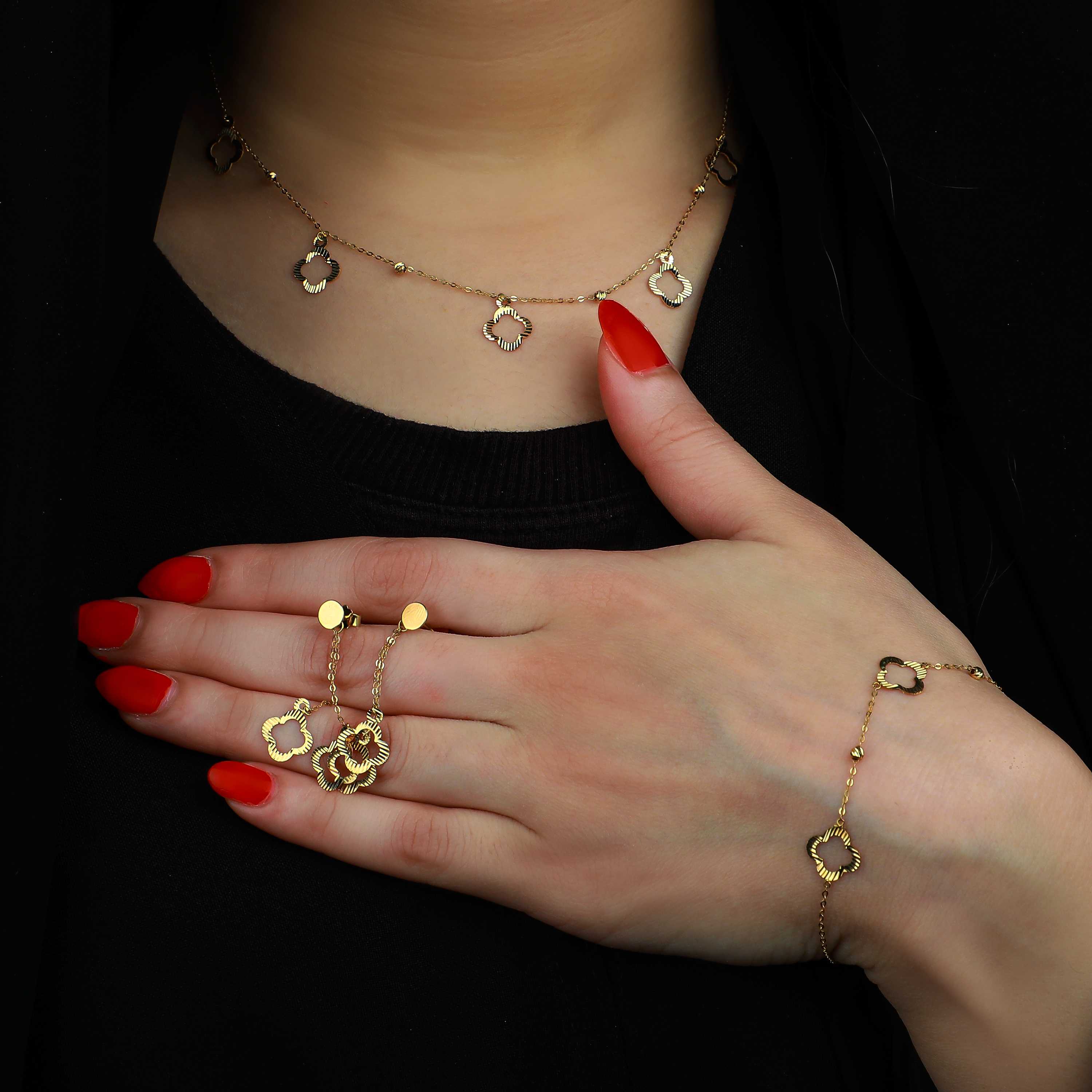 18 karat gold set, Turkish made - (H-0120)