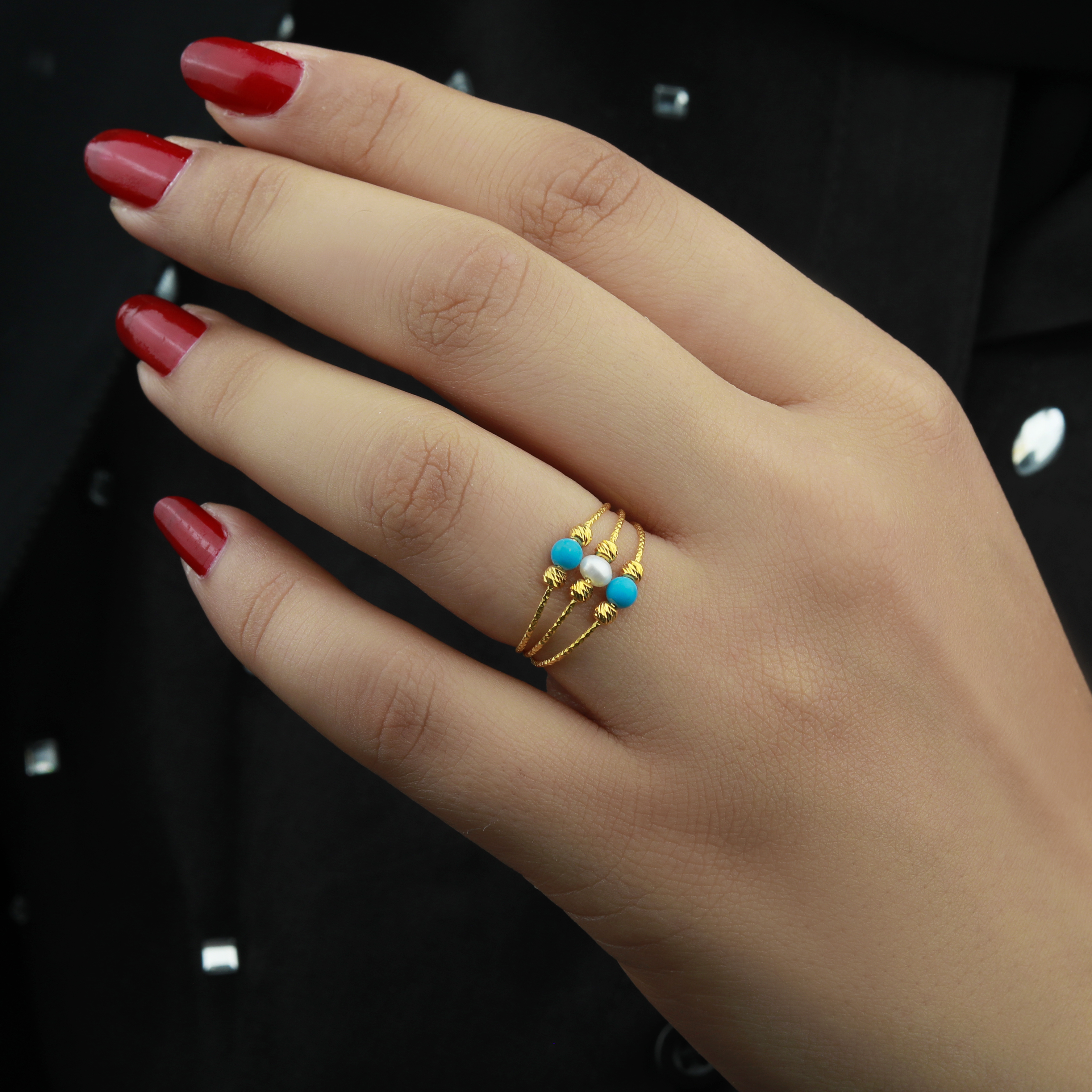 21-karat gold ring, Turkish made - (H-1348)