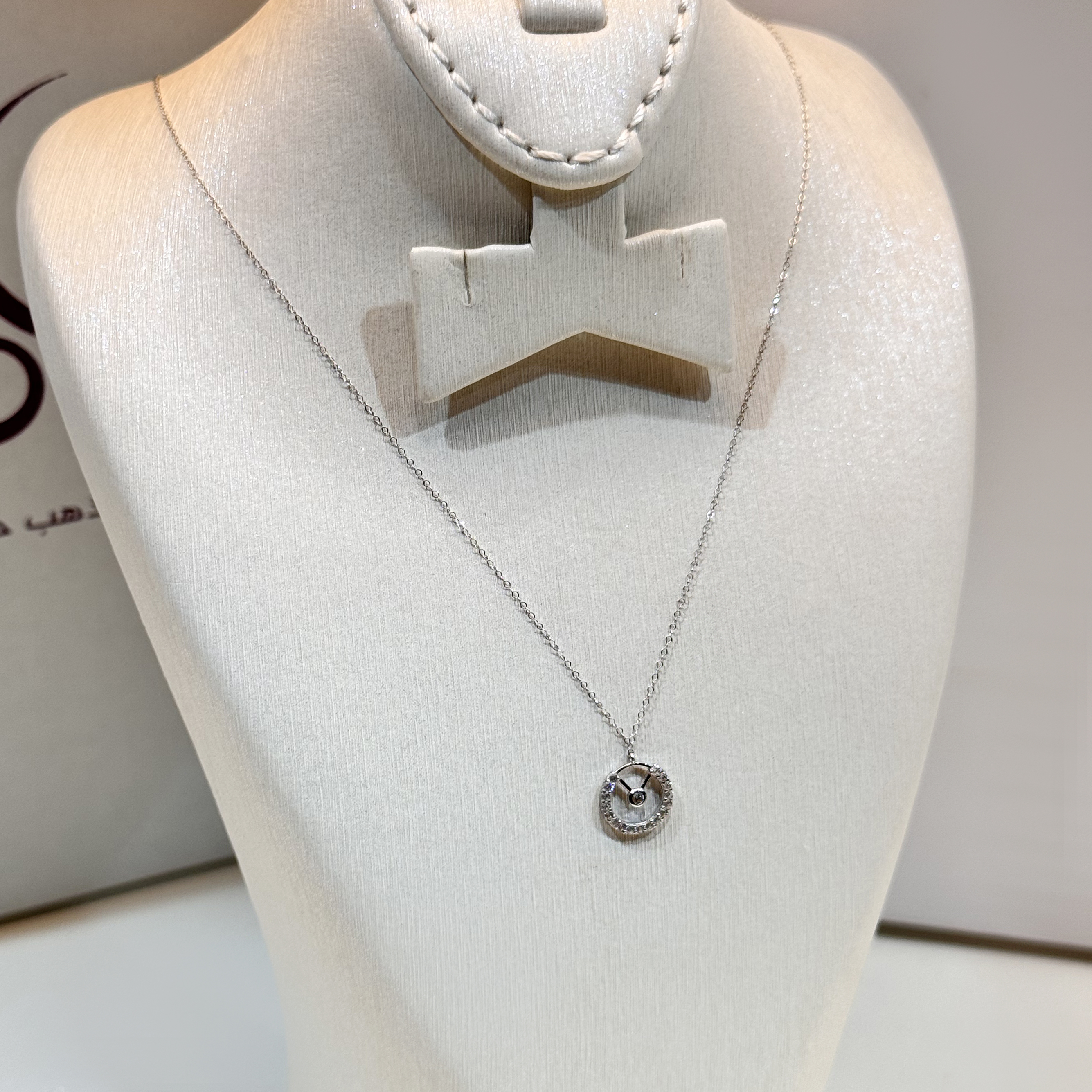 18k white gold choker, Turkish made - (H-1418)