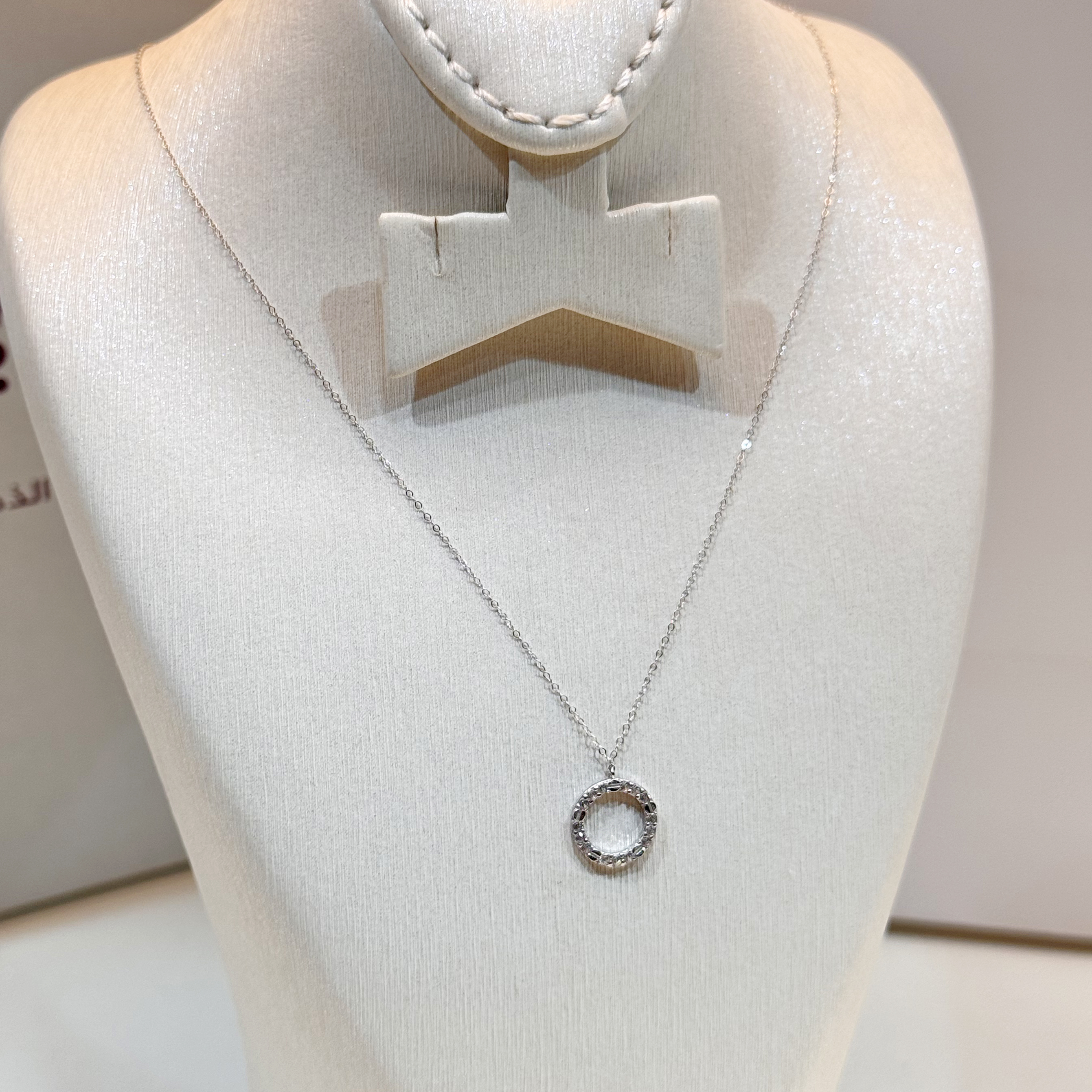 18k white gold choker, Turkish made - (H-1419)