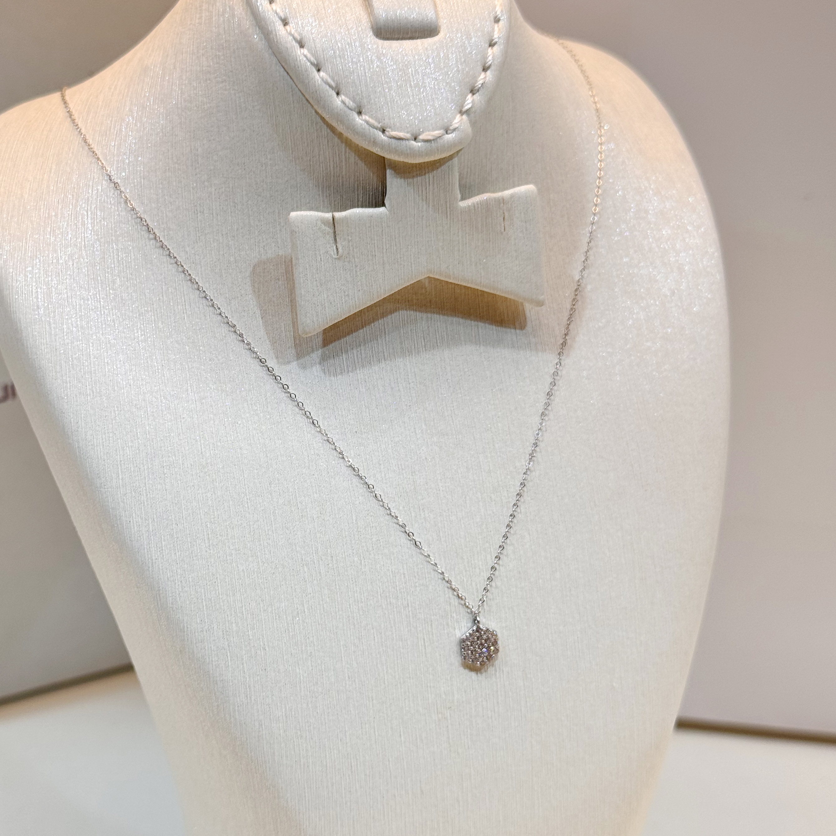 18k white gold choker, Turkish made - (H-1420)