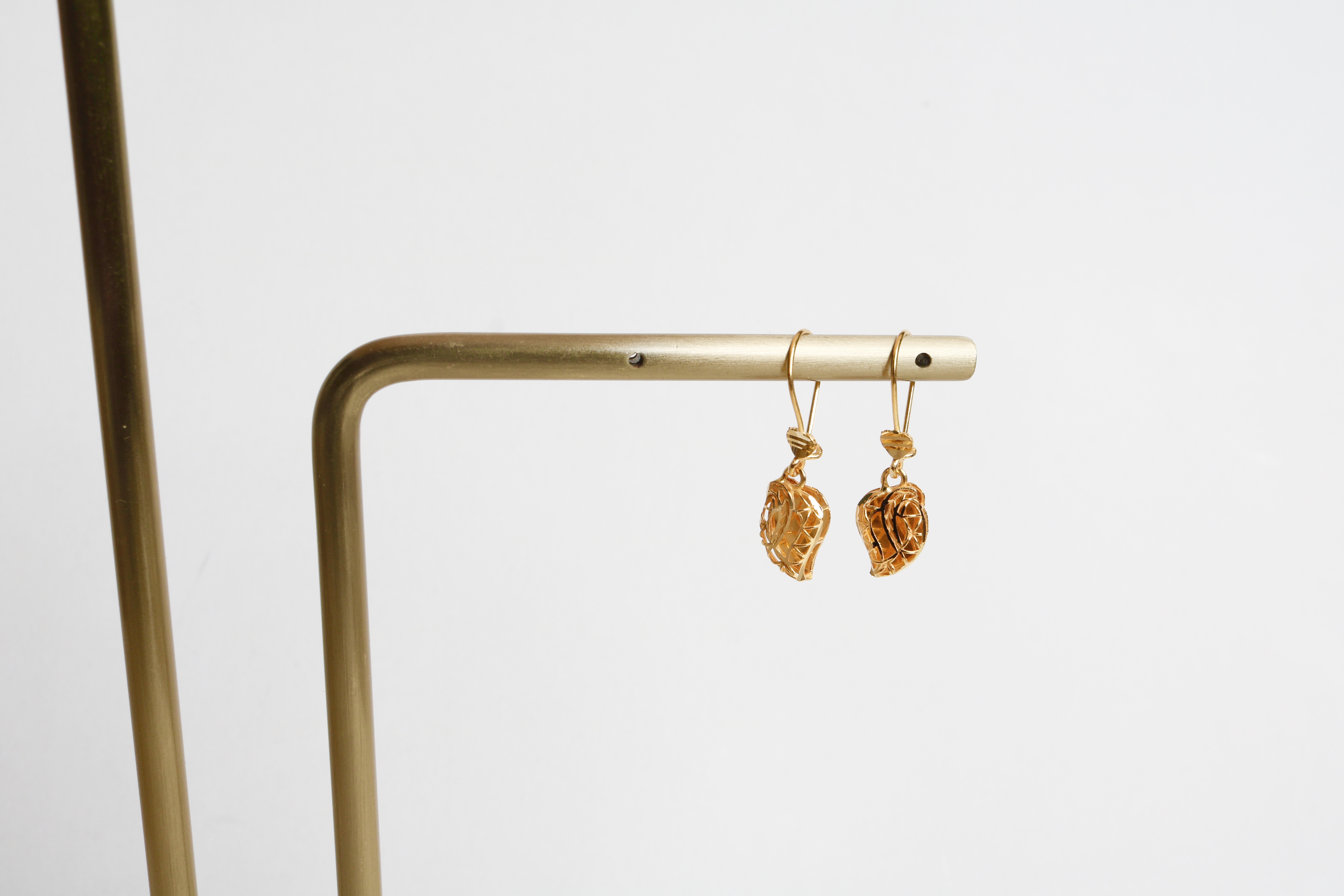 Children's earrings with a 21-karat gold pendant, Turkish made - (H-1446)