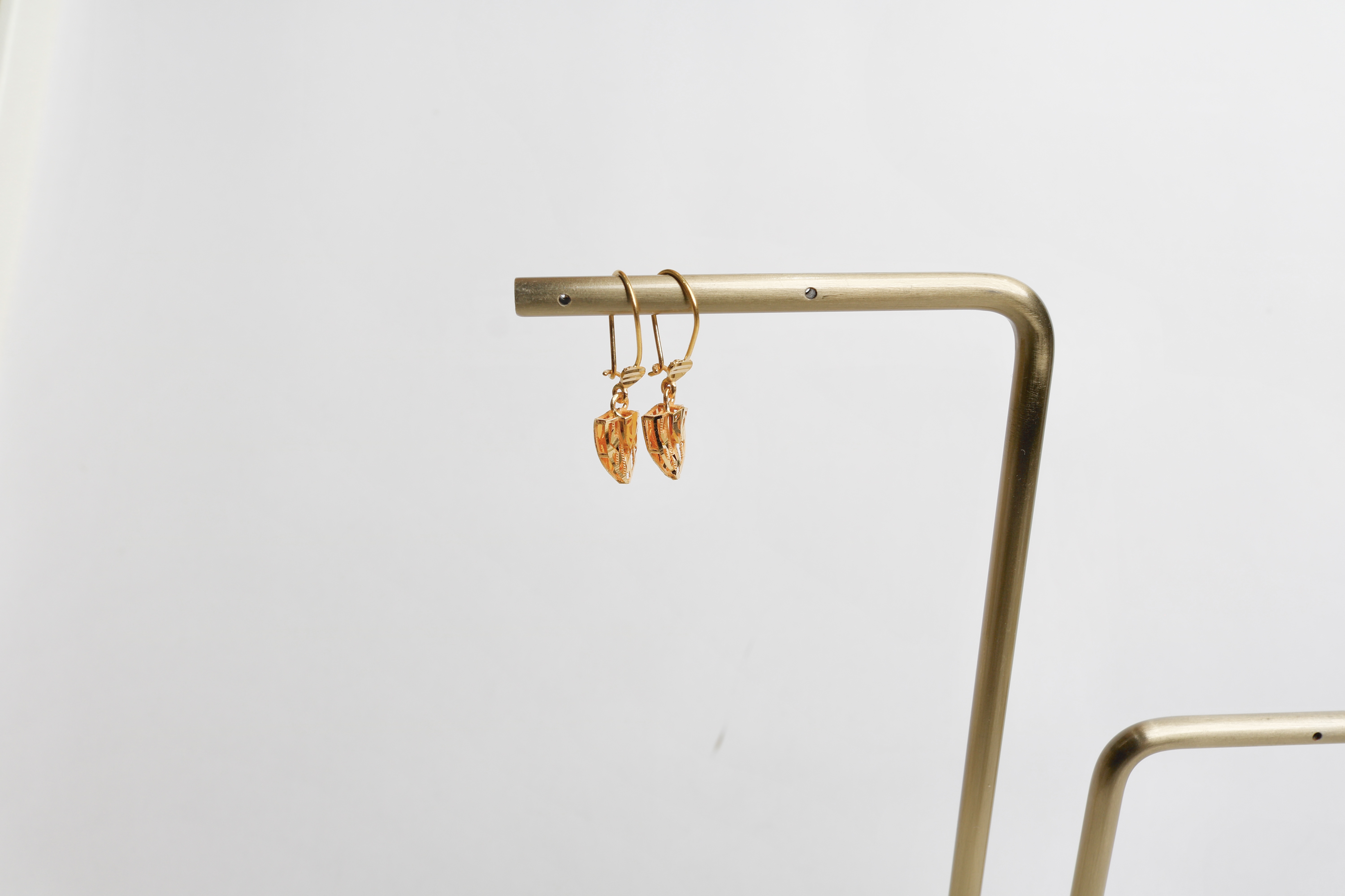 Children's earrings with a 21-karat gold pendant, Turkish made - (H-1449)