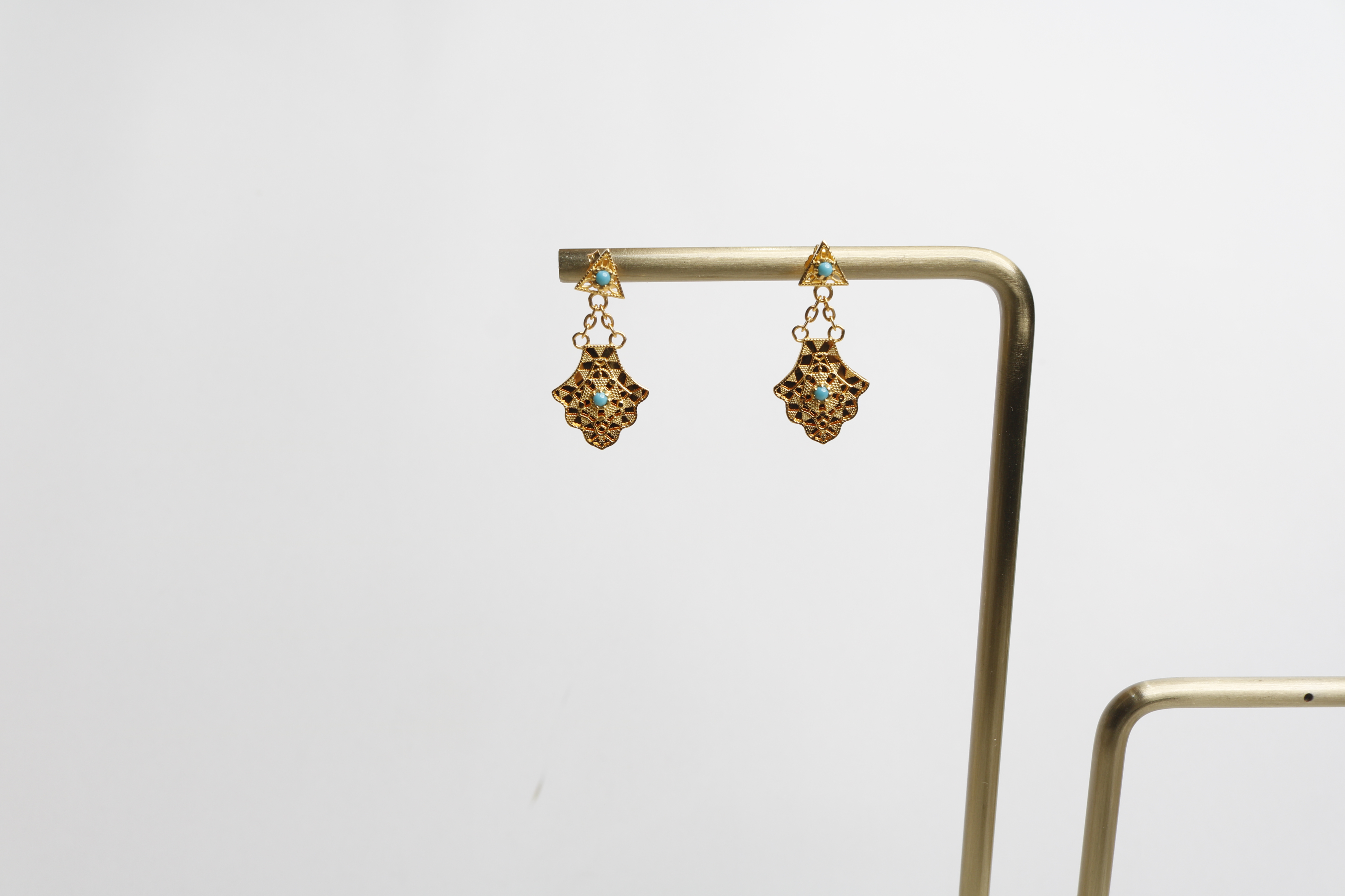 21-karat gold earrings, Turkish made - (H-1450)