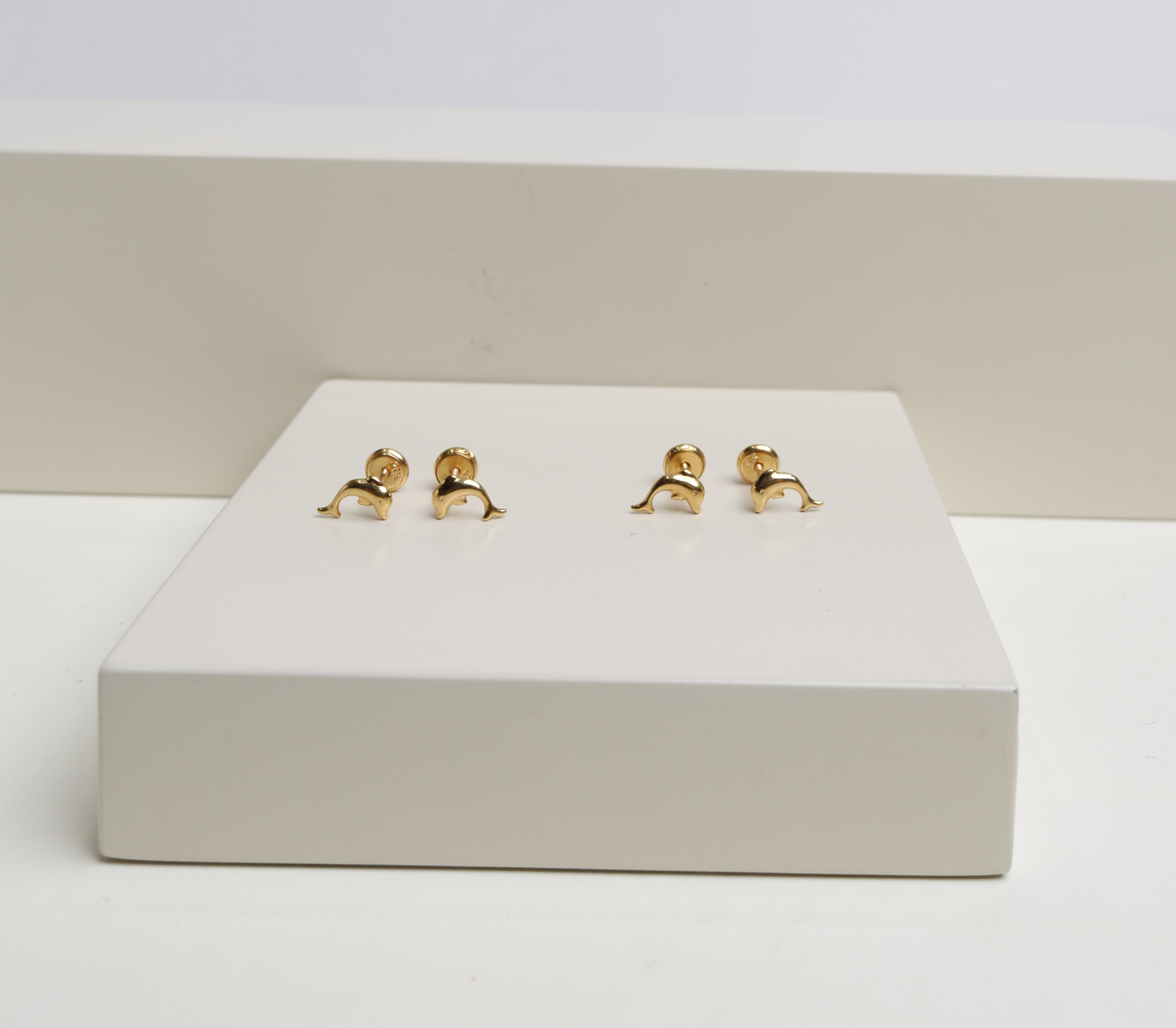 Children's earrings, 21 karat gold, Turkish made - (H-1454)