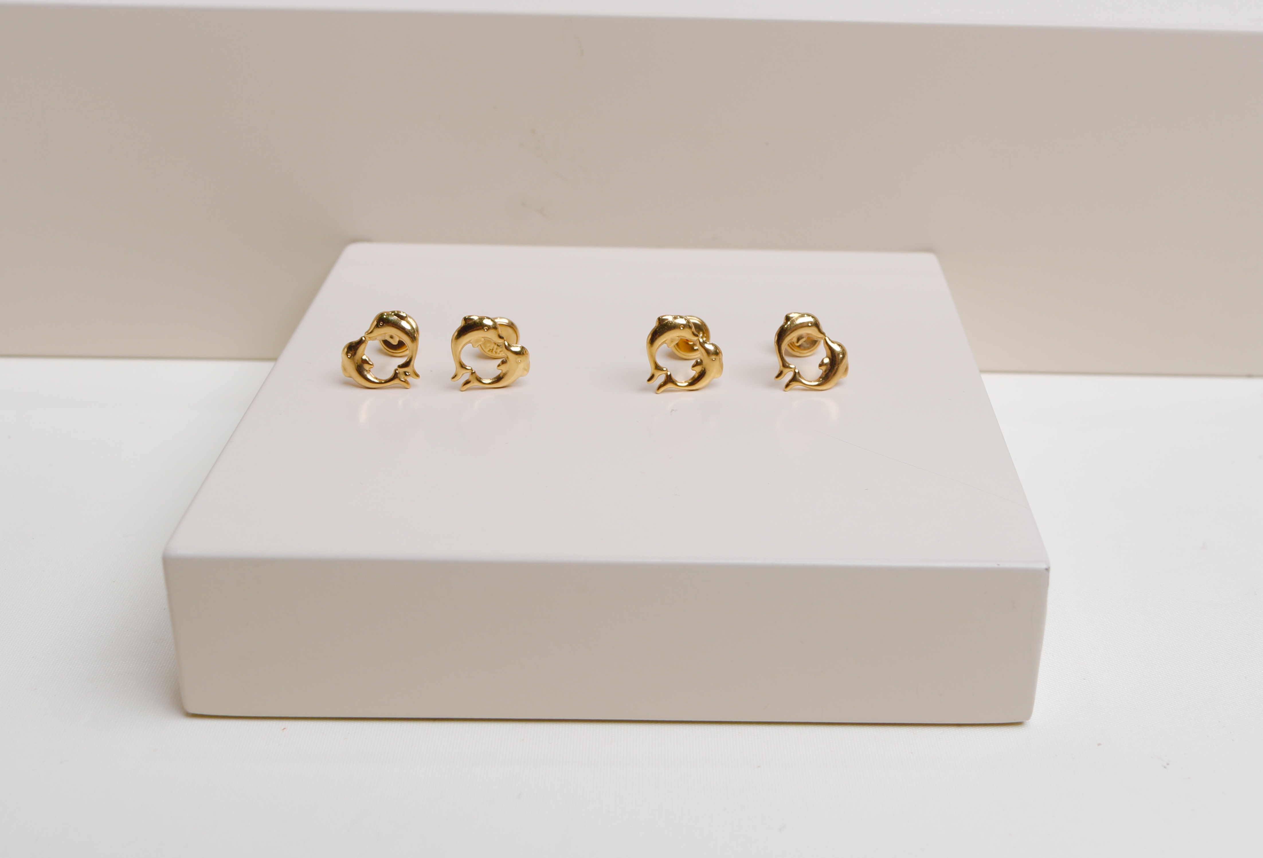 Children's earrings, 21 karat gold, Turkish made - (H-1458)