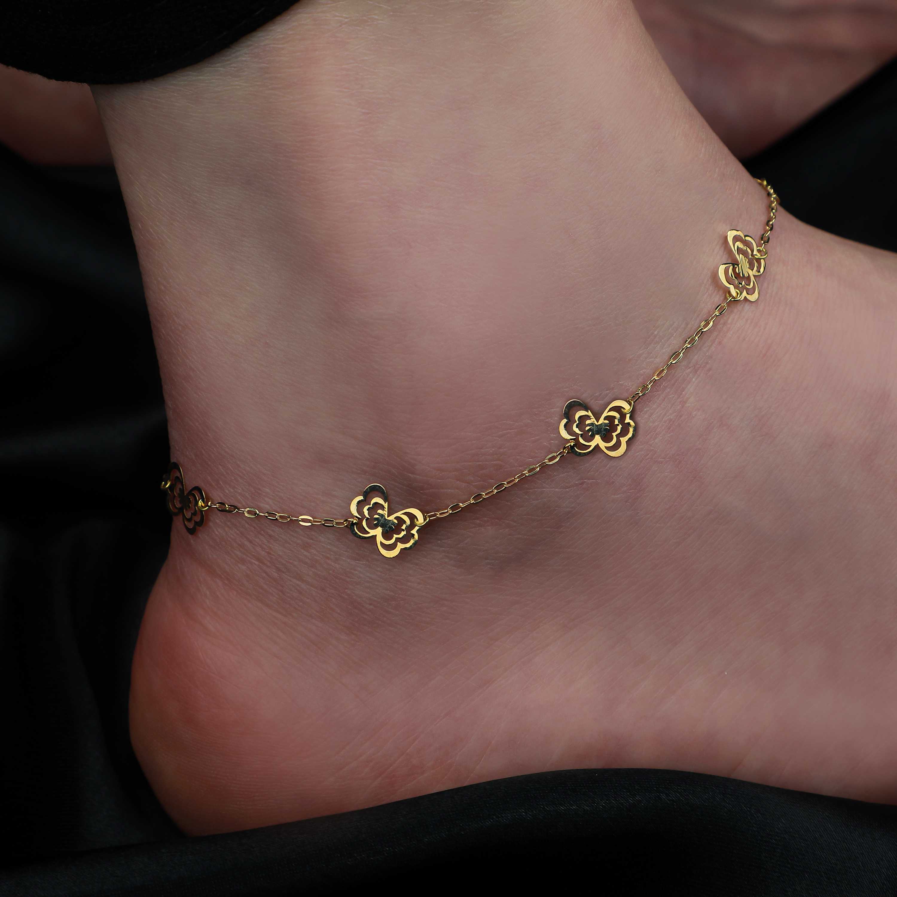 18 karat gold anklet, Turkish made - (H-0229)