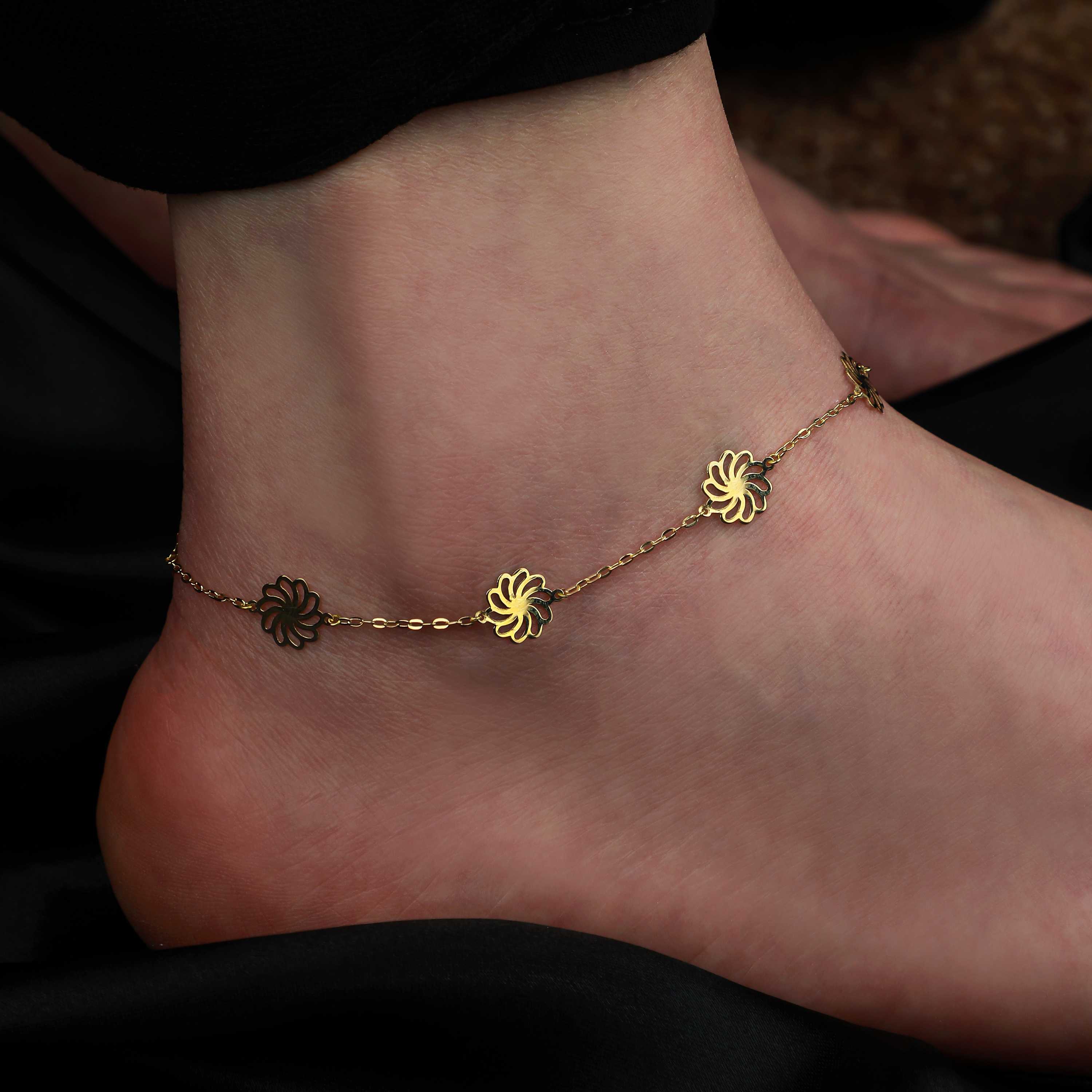 18 karat gold anklet, Turkish made - (H-0233)