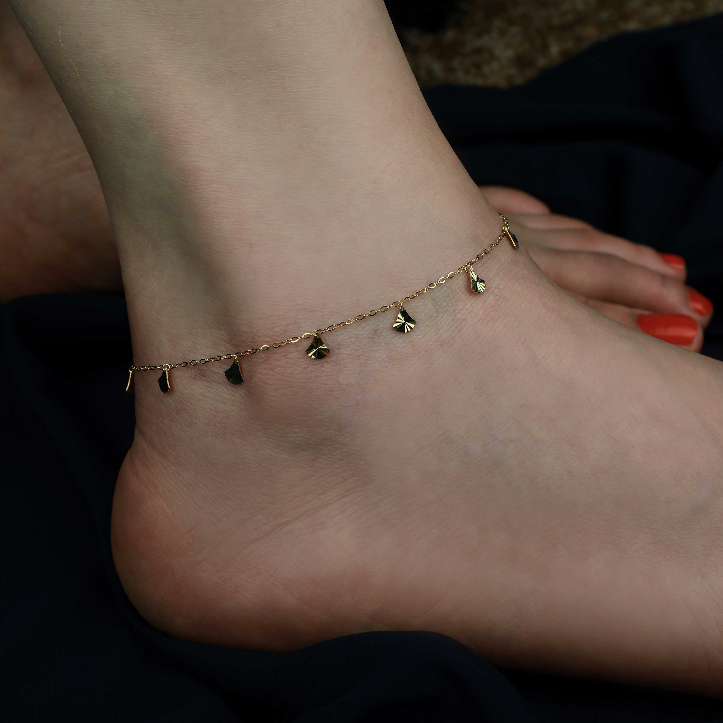 18 karat gold anklet, Turkish made - (H-0236)