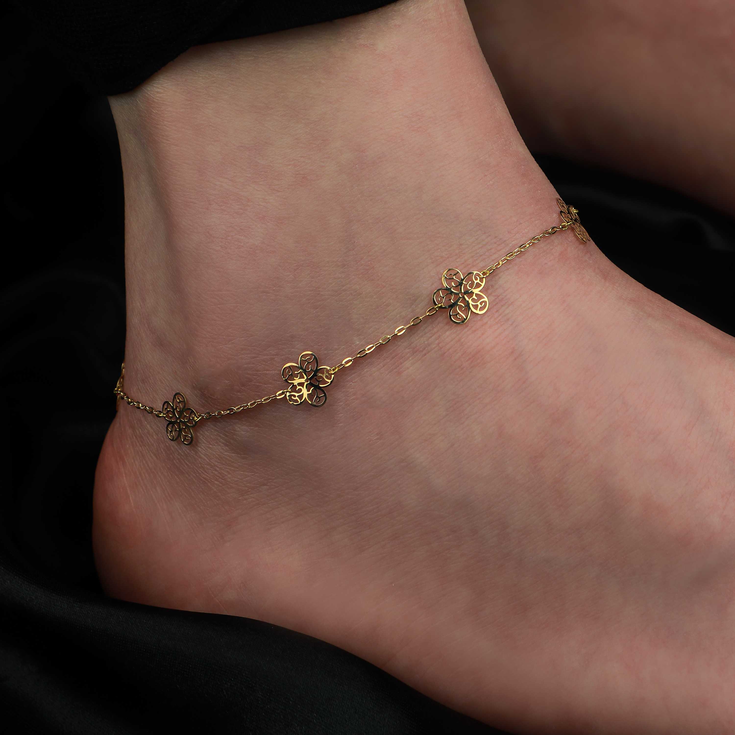 18 karat gold anklet, Turkish made - (H-0237)