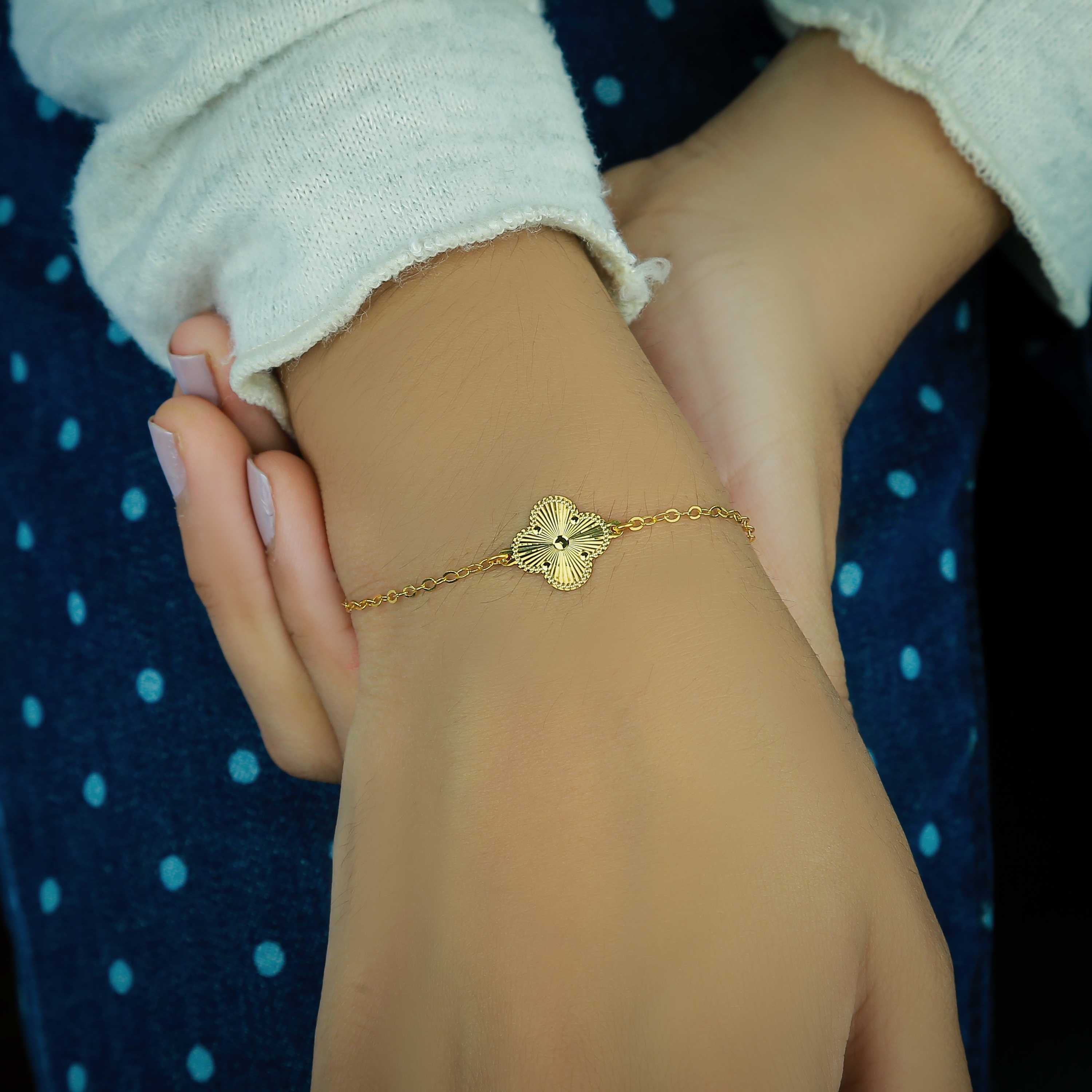 Van Cleef bracelet for children, 21-karat gold, made in Turkey - (H-0343)