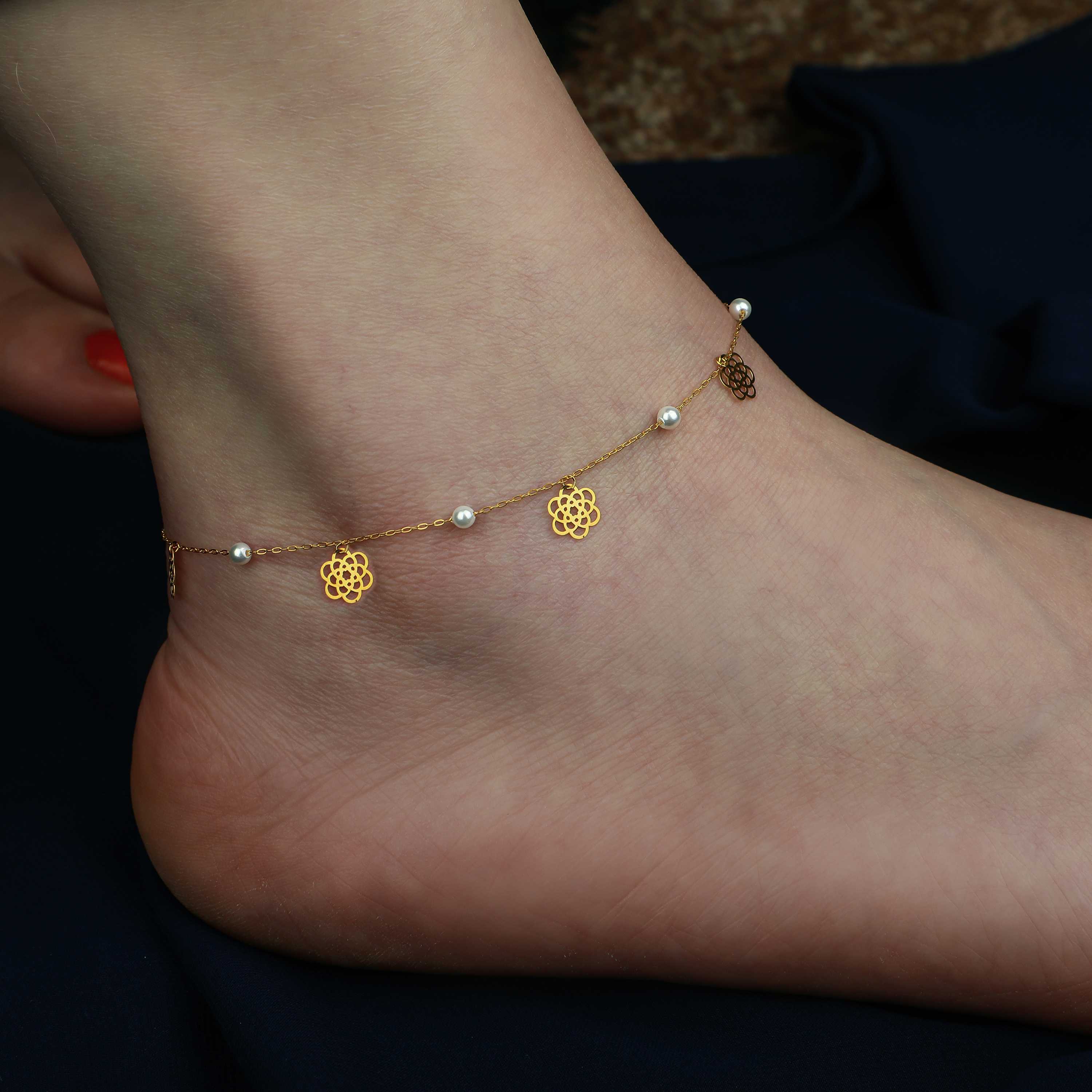 21 karat gold anklet, Turkish made - (H-0372)