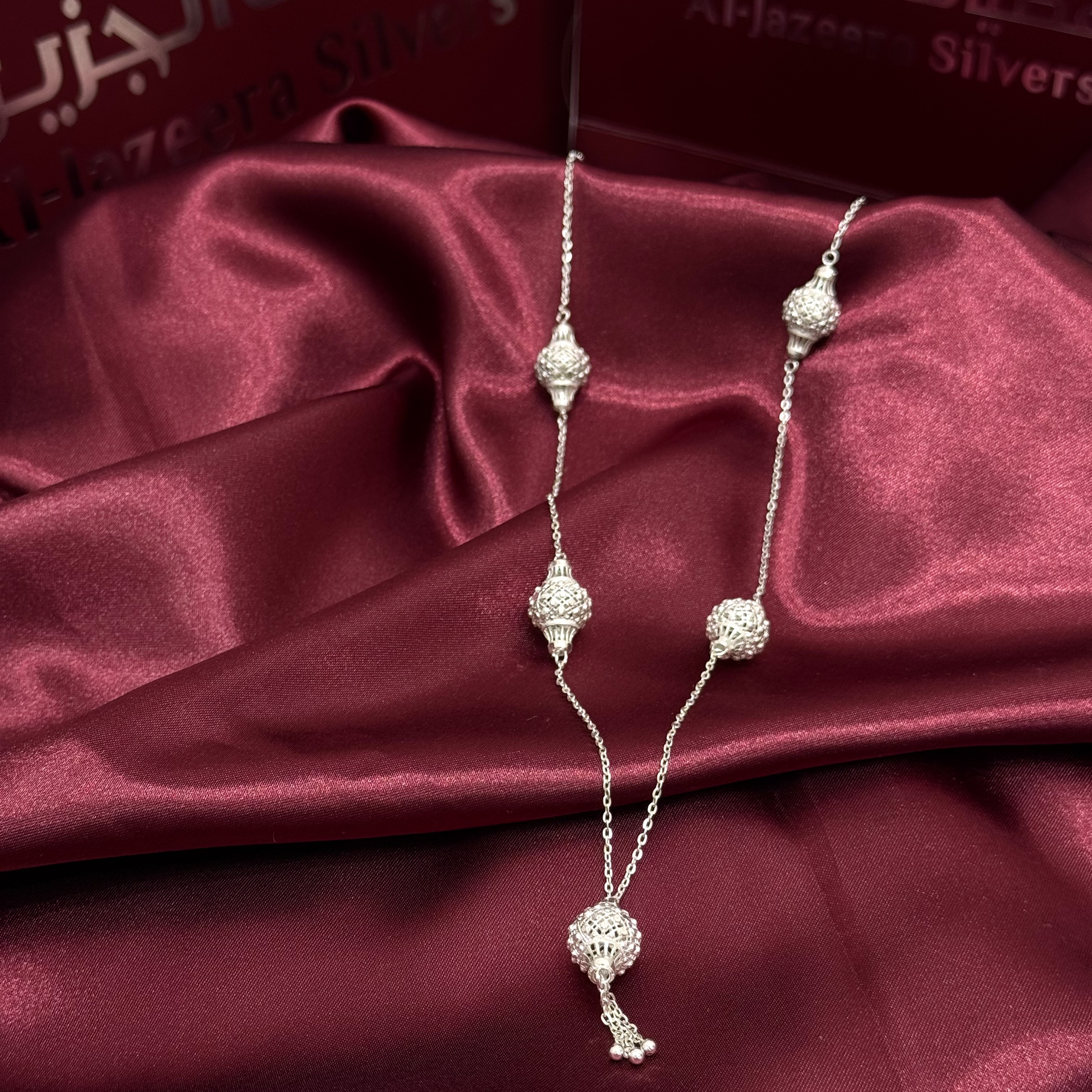 925 sterling silver plated prayer beads necklace - (J-0438)