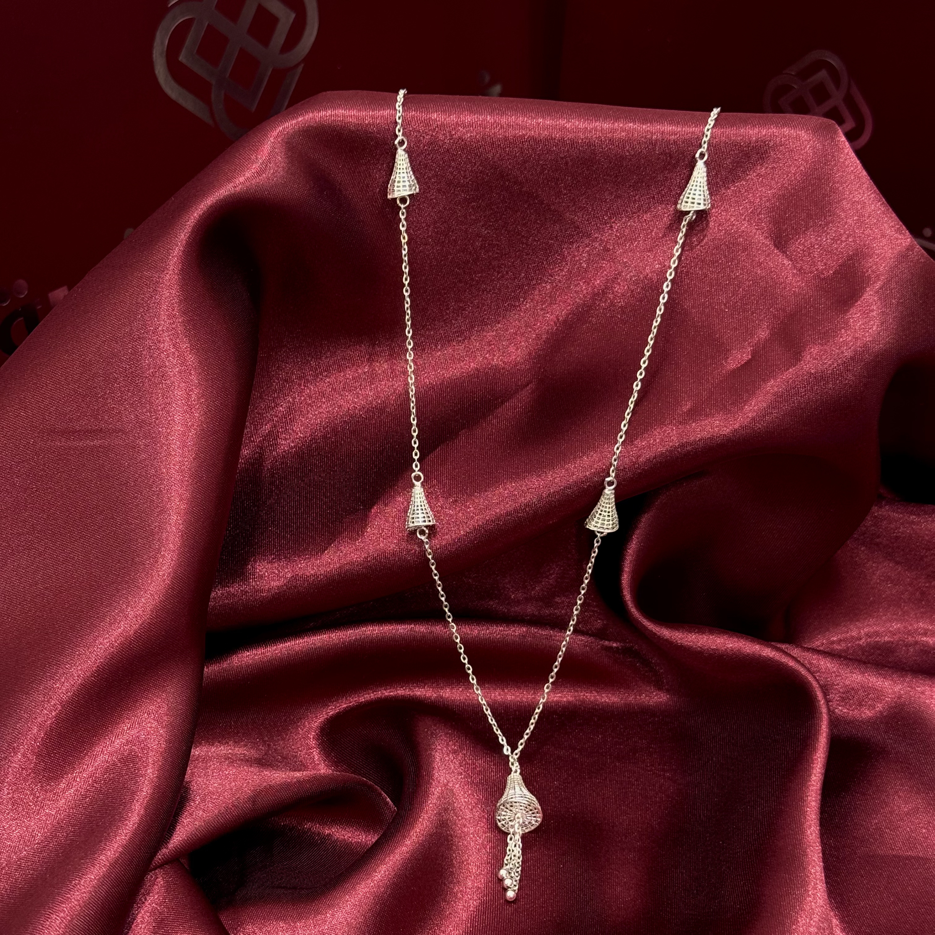 925 sterling silver plated prayer beads necklace - (J-0439)