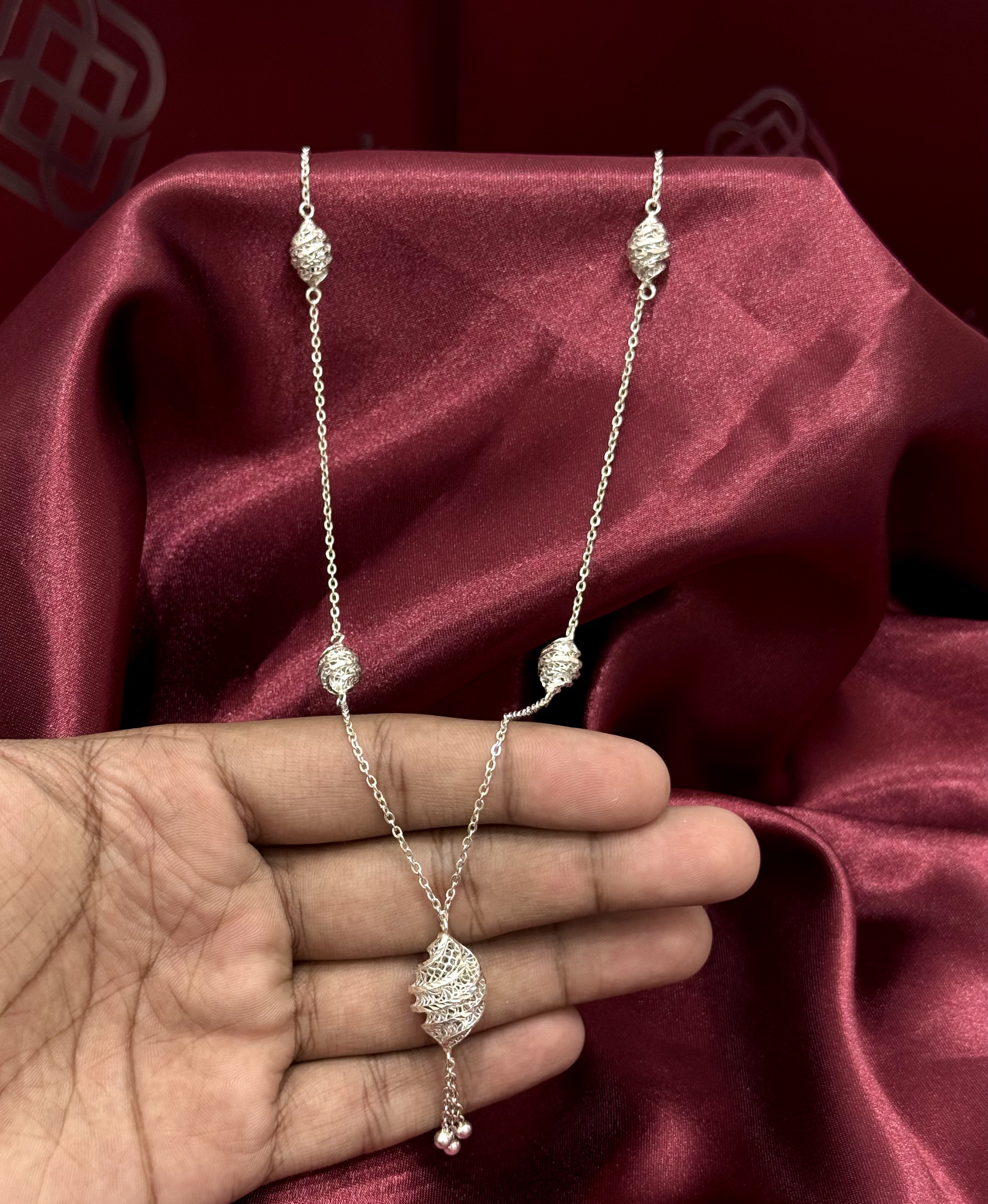 926 plated silver prayer beads necklace