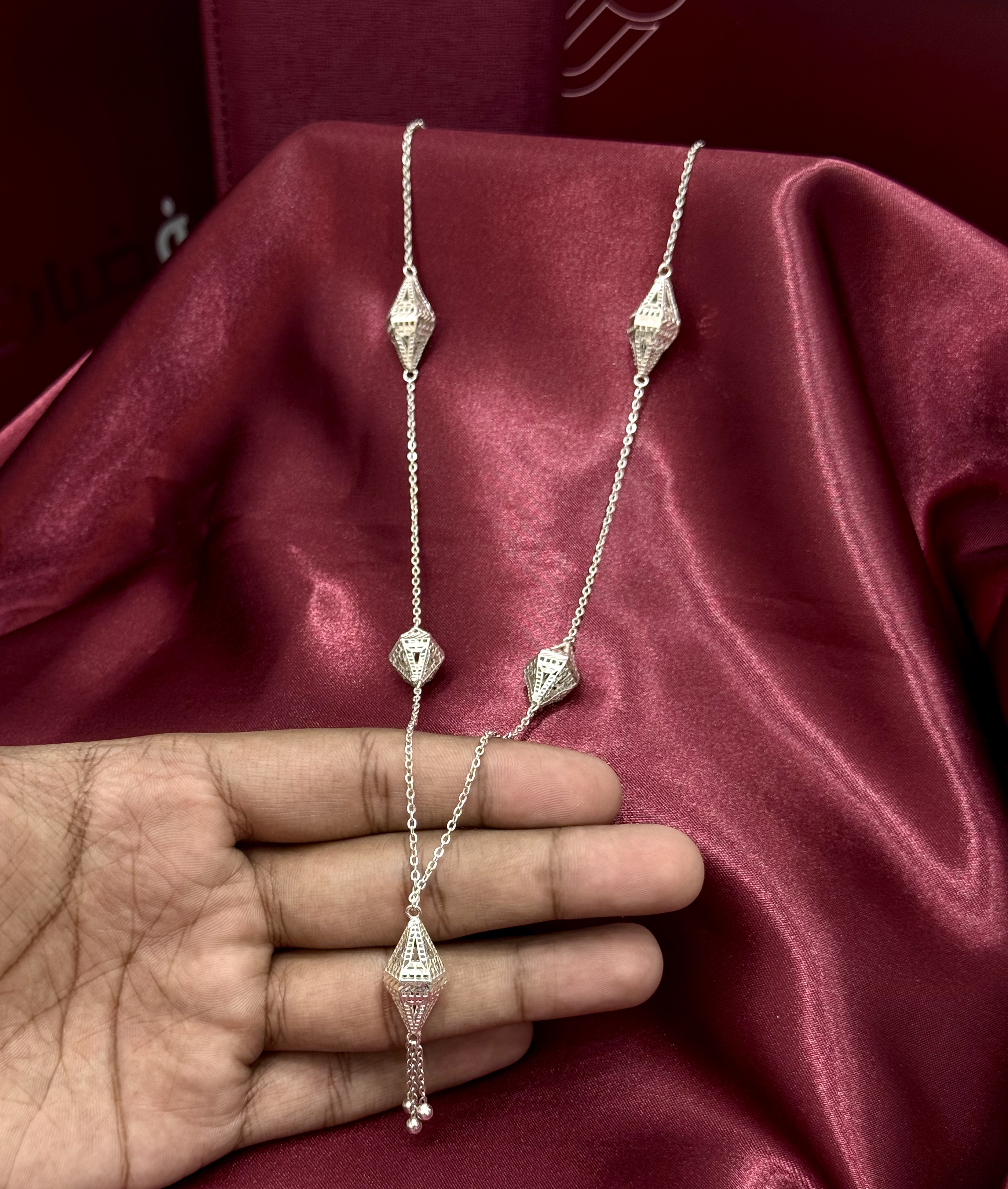 941 plated silver prayer beads necklace - (J-0455) 941 plated silver prayer beads necklace - (J-0455)