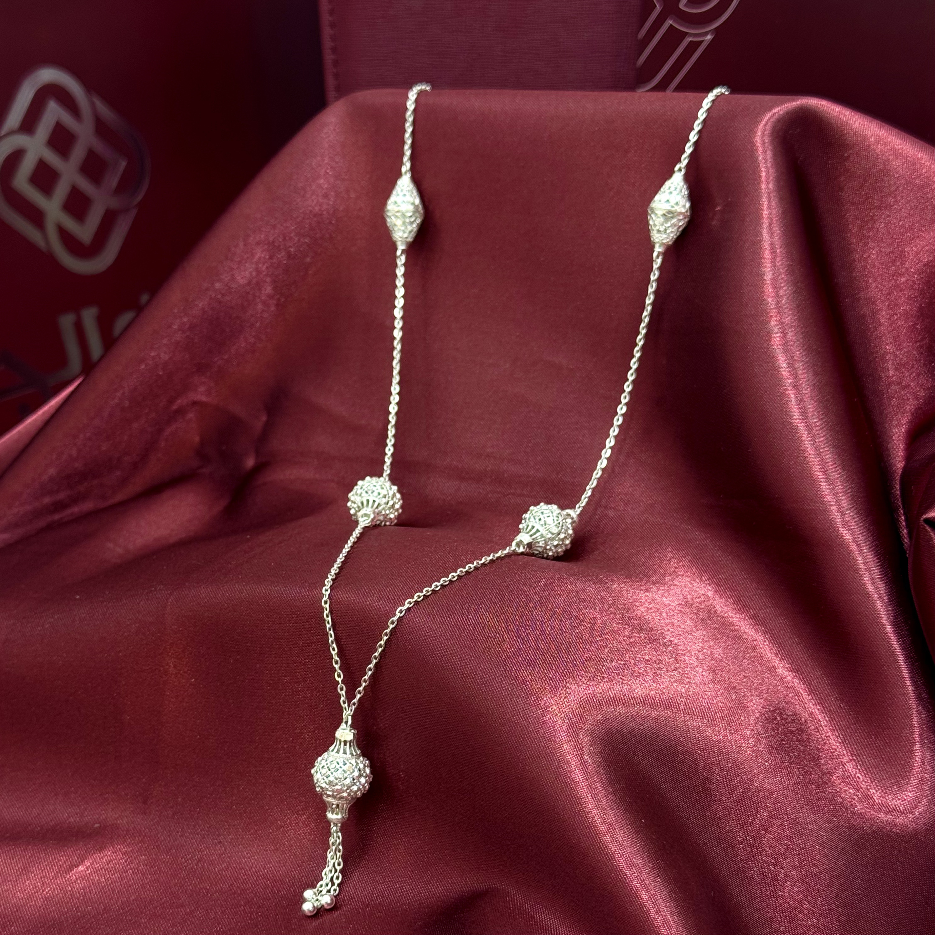 943 plated silver prayer beads necklace - (J-0457) 943 plated silver prayer beads necklace - (J-0457)