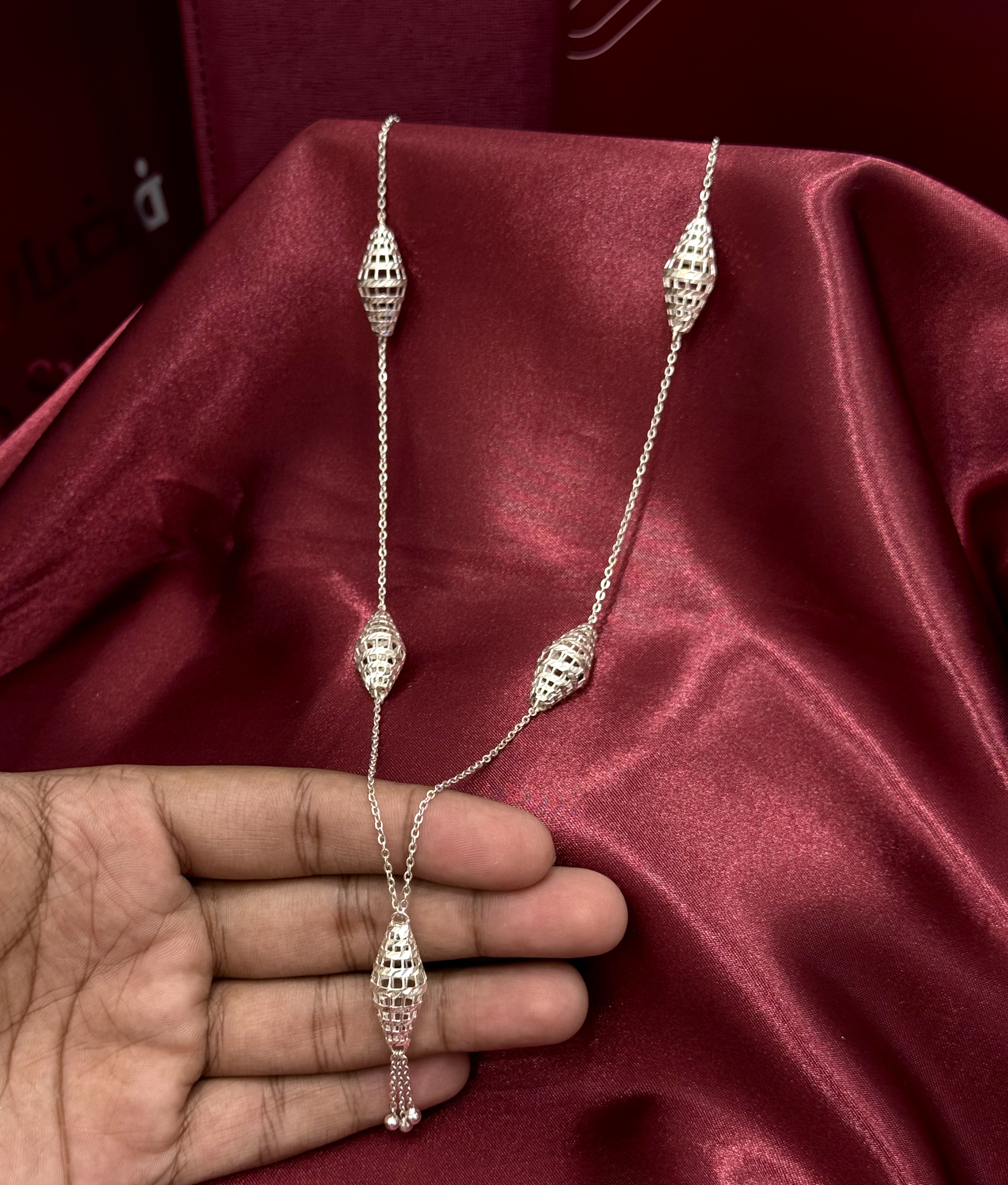 945 sterling silver plated prayer beads necklace - (J-0459) 945 sterling silver plated prayer beads necklace - (J-0459)