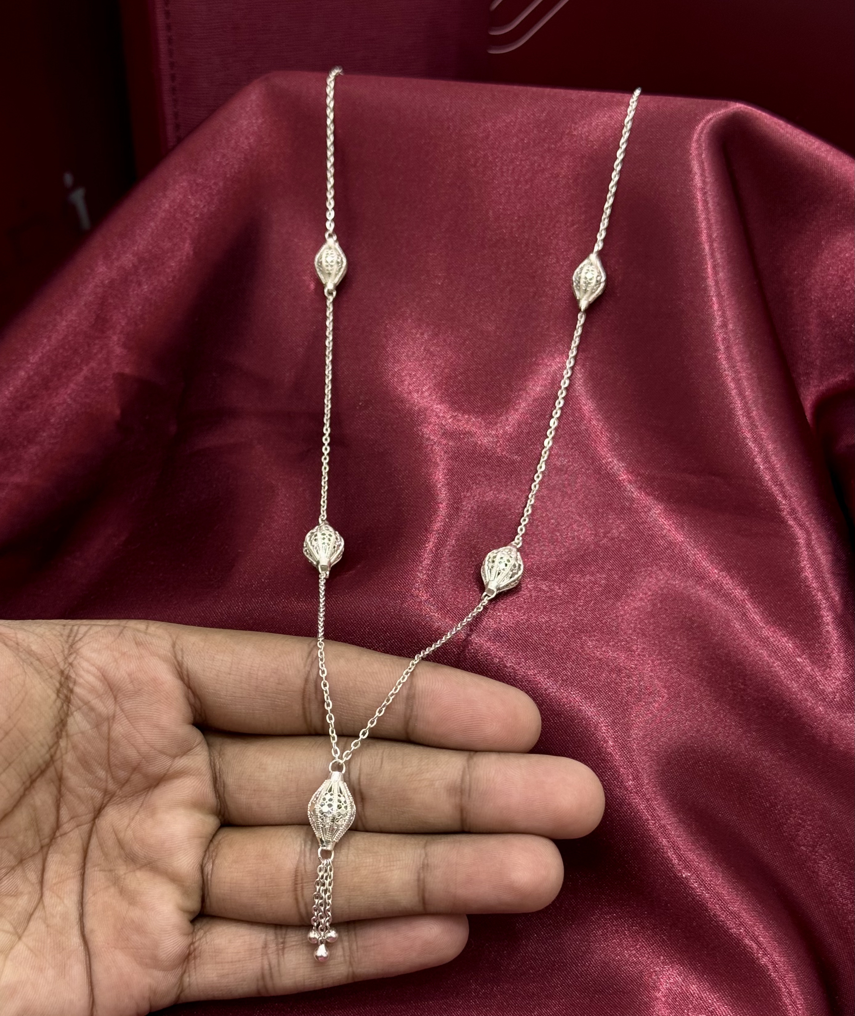 950 silver plated prayer beads necklace - (J-0464) 950 silver plated prayer beads necklace - (J-0464)