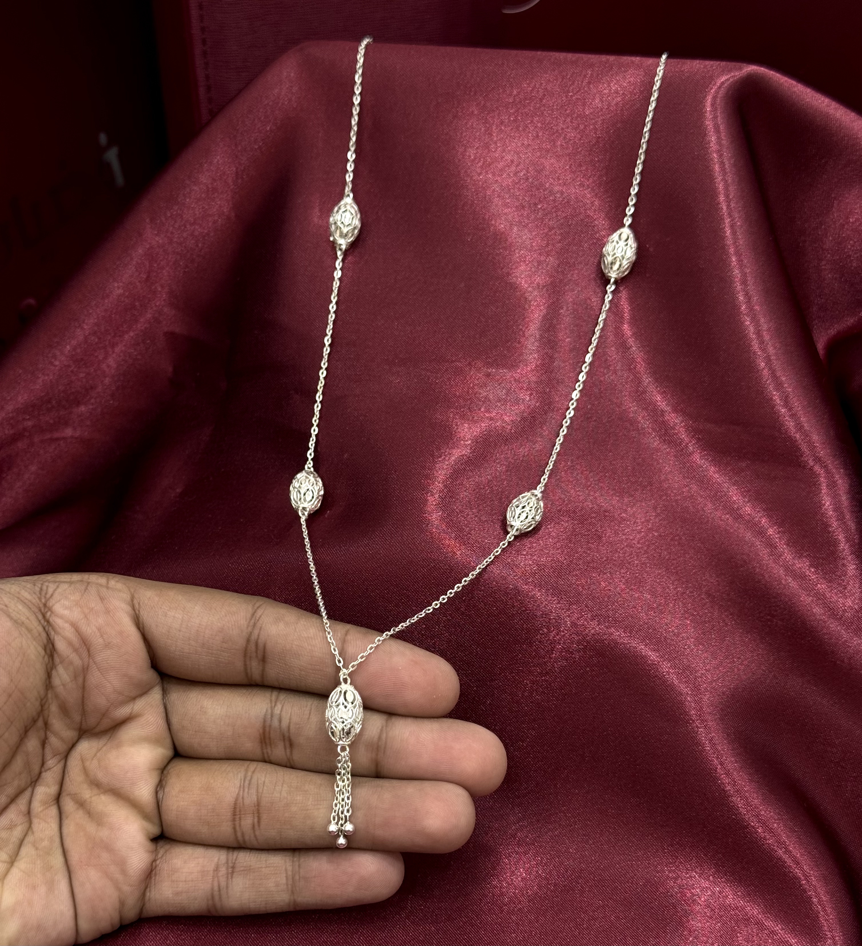 Silver-plated rosary necklace (952) - (J-0466) Silver-plated rosary necklace (952) - (J-0466)