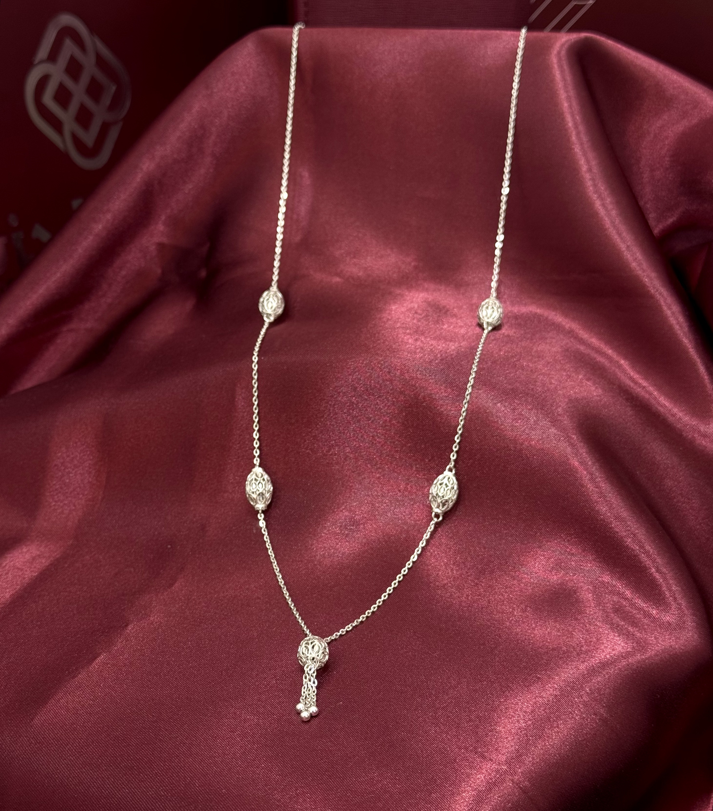 954 plated silver prayer beads necklace - (J-0468) 954 plated silver prayer beads necklace - (J-0468)