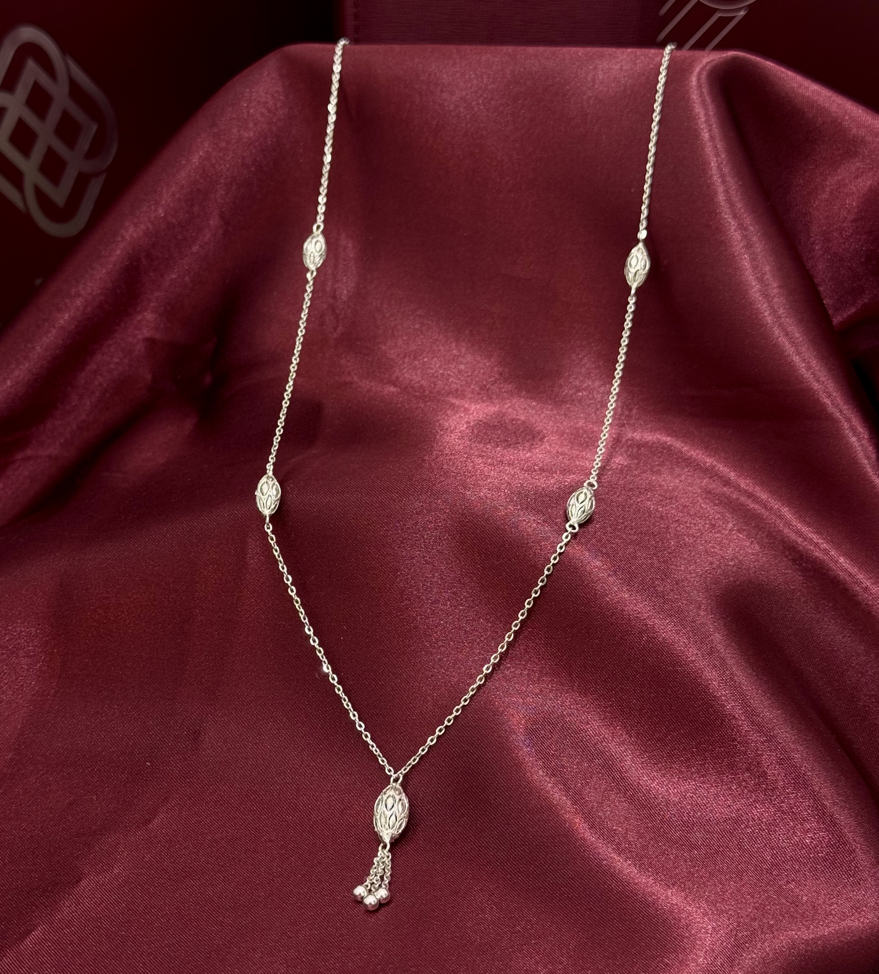 955 sterling silver plated prayer beads necklace - (J-0469) 955 sterling silver plated prayer beads necklace - (J-0469)