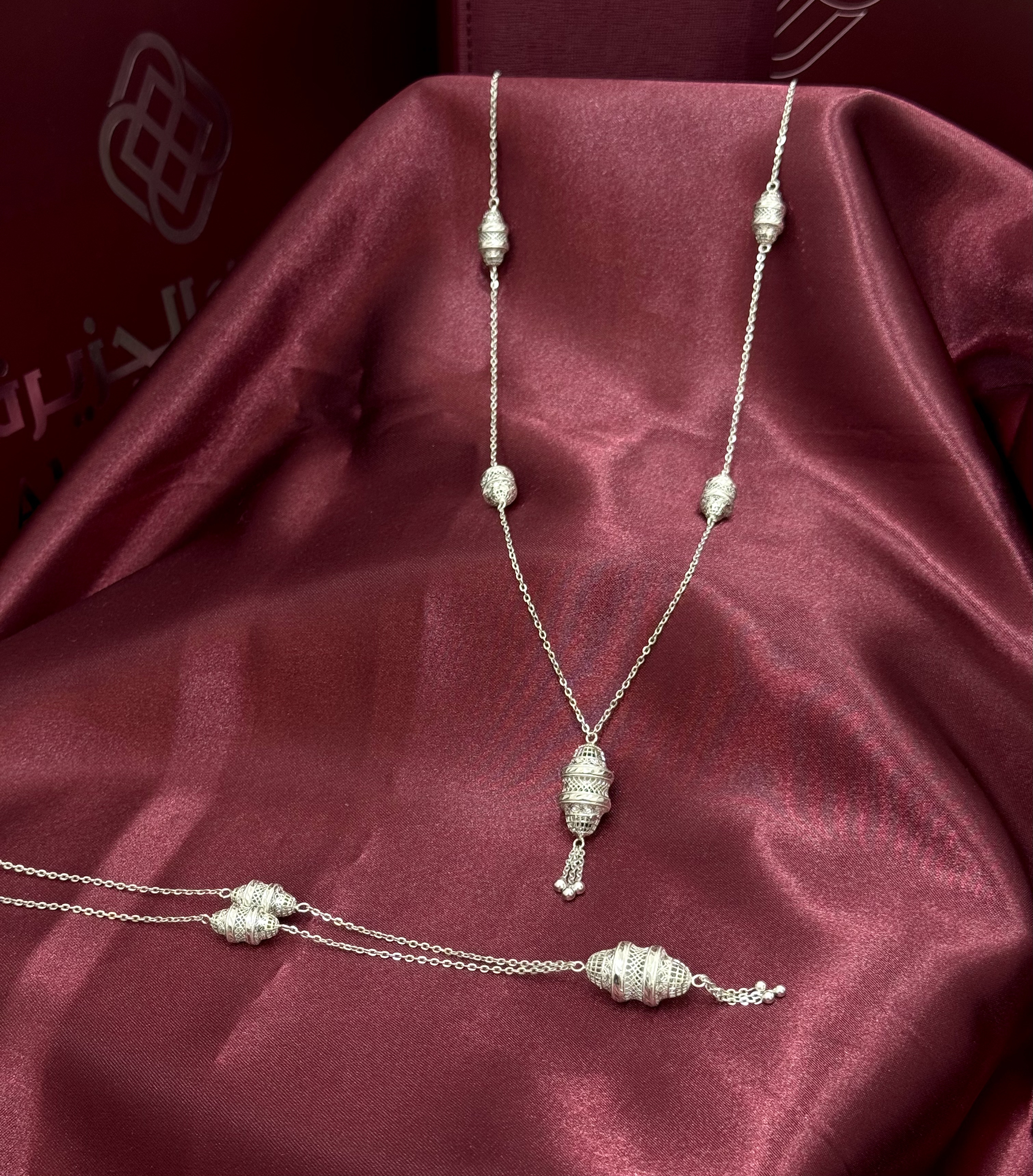 956 plated silver prayer beads necklace - (J-0470) 956 plated silver prayer beads necklace - (J-0470)