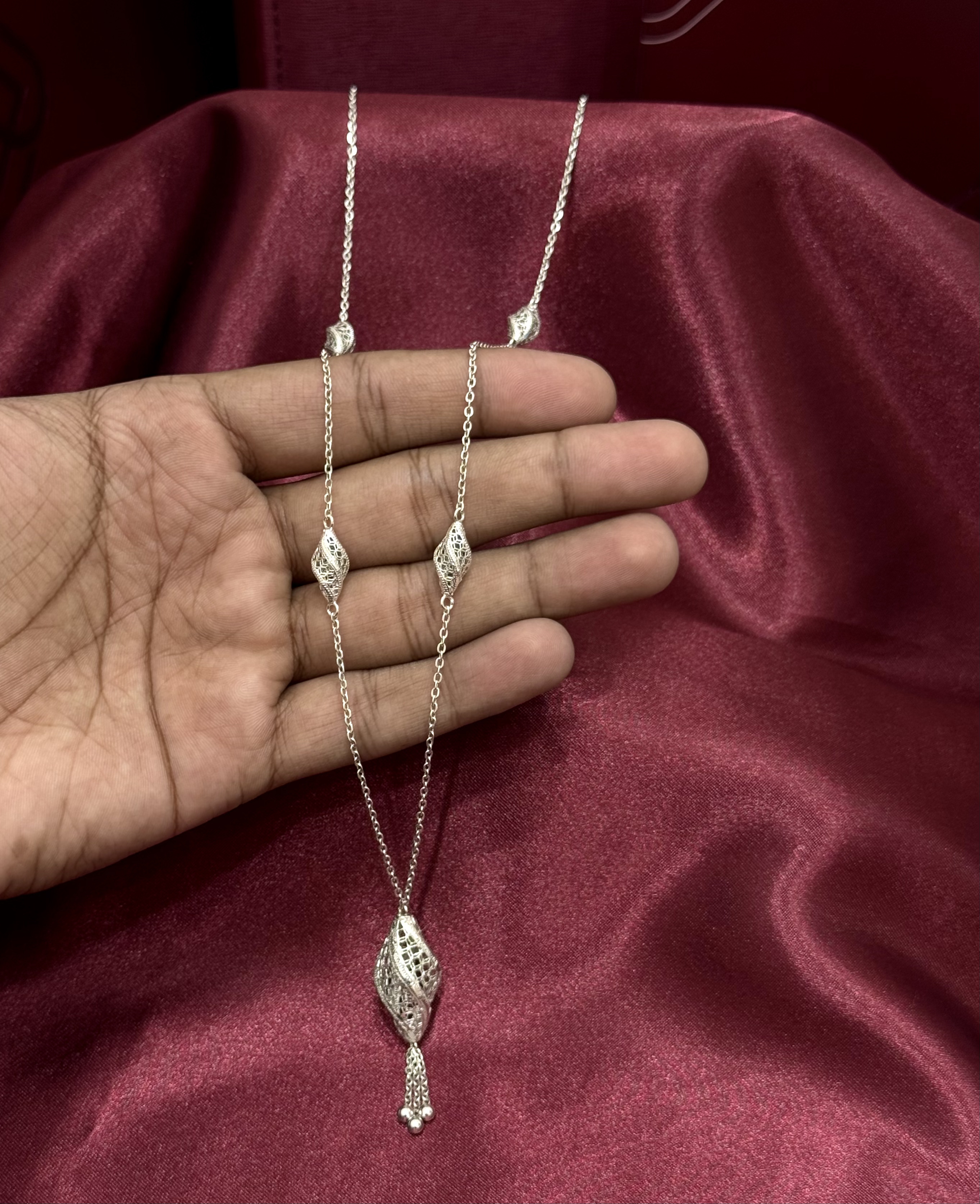 963 plated silver prayer beads necklace - (J-0480)
