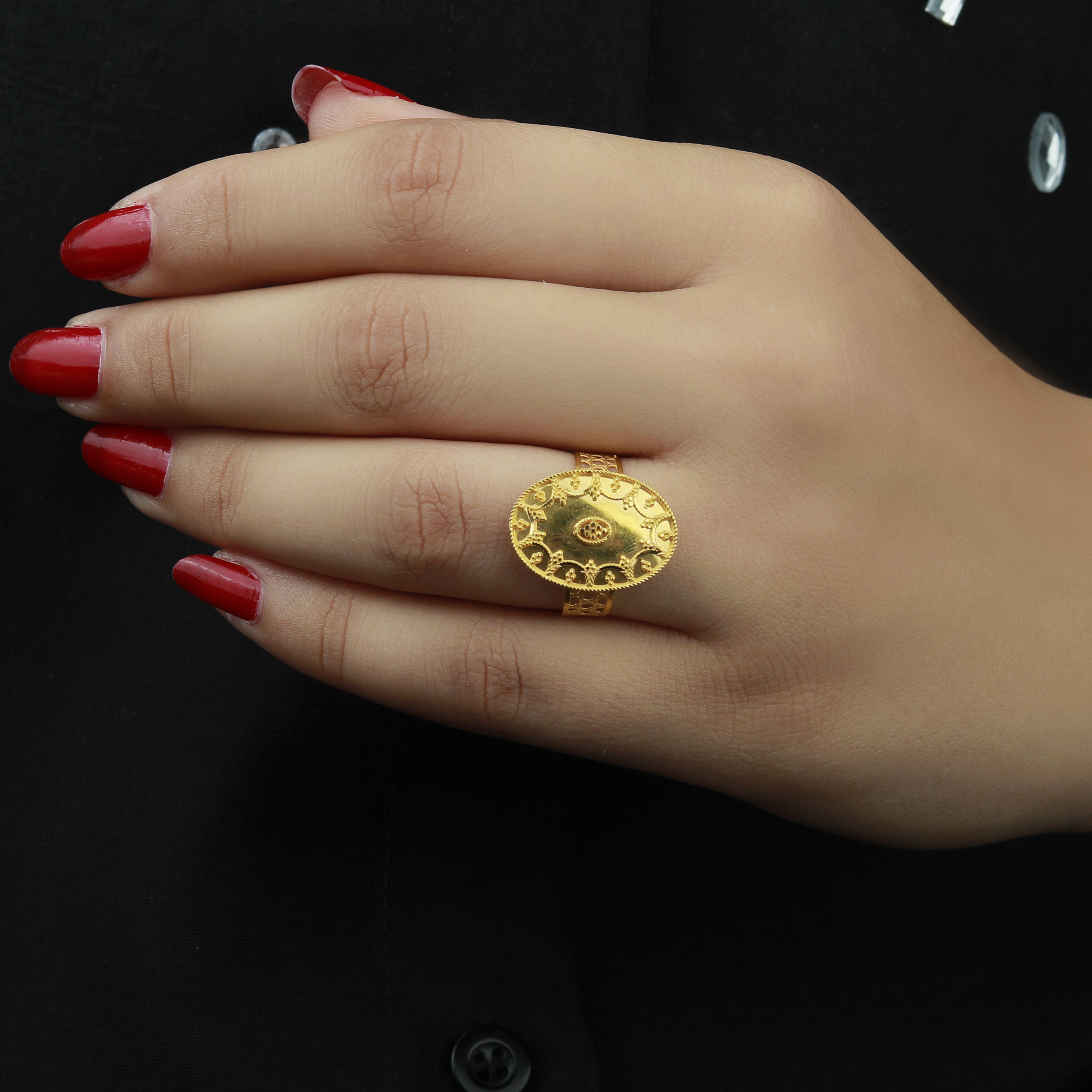 21-karat gold ring, Turkish made - (N-0139)