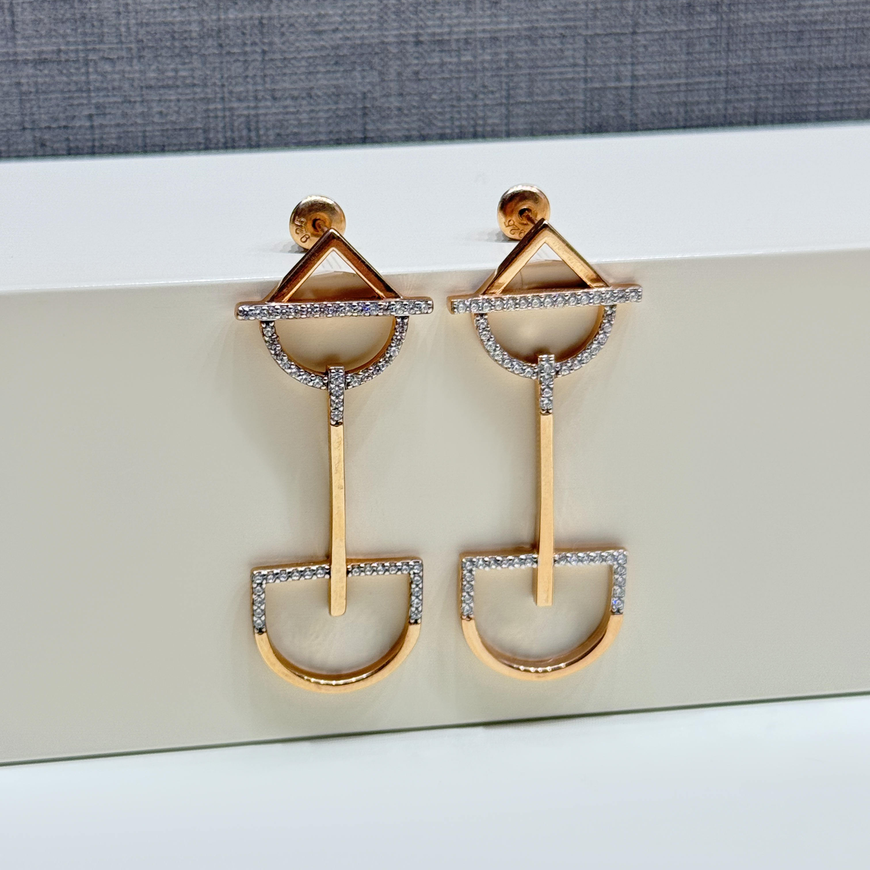 Silver earrings with Swarovski zirconia, 925 sterling silver - (R-0227)