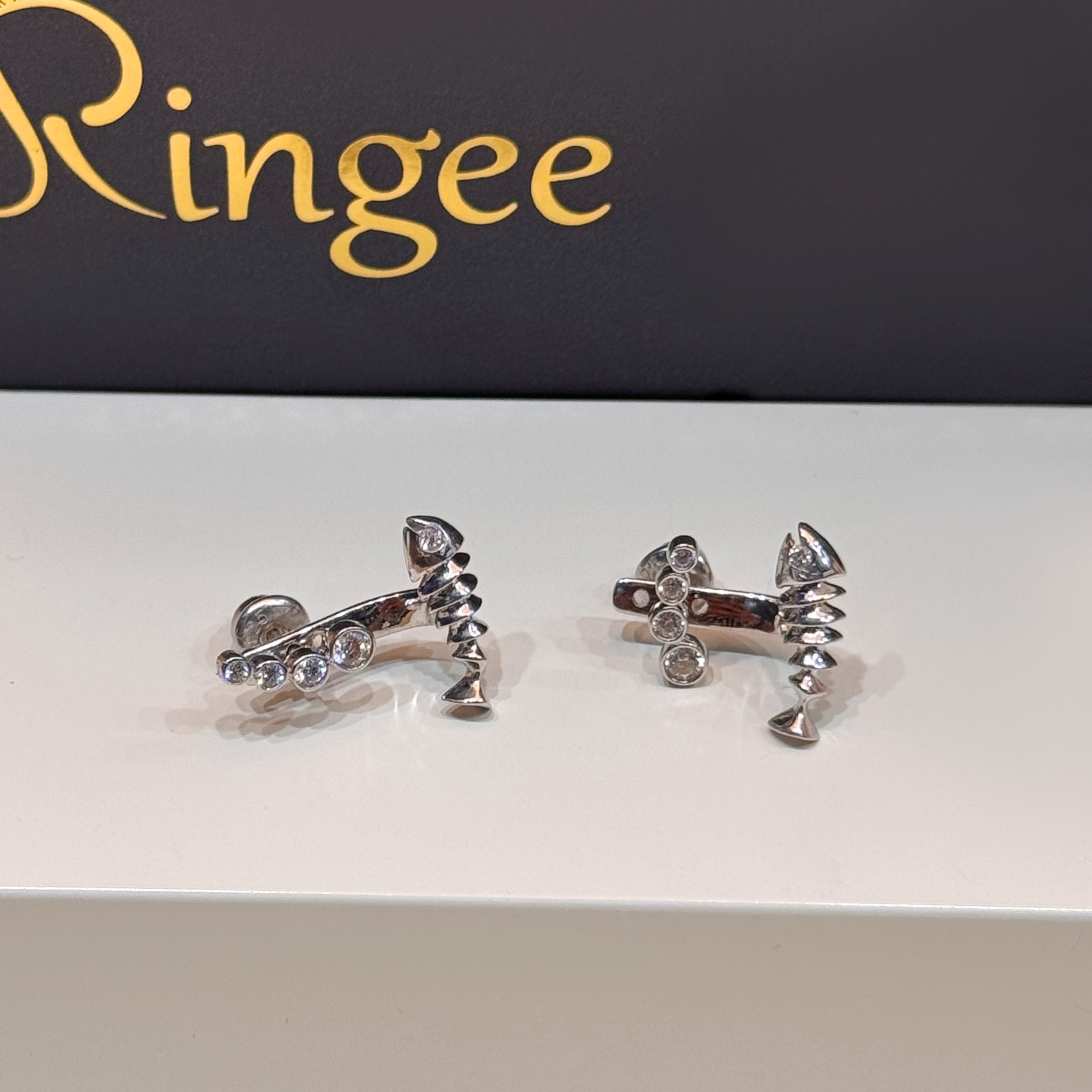 Turkish-made 925 sterling silver net earrings - (R-0281)