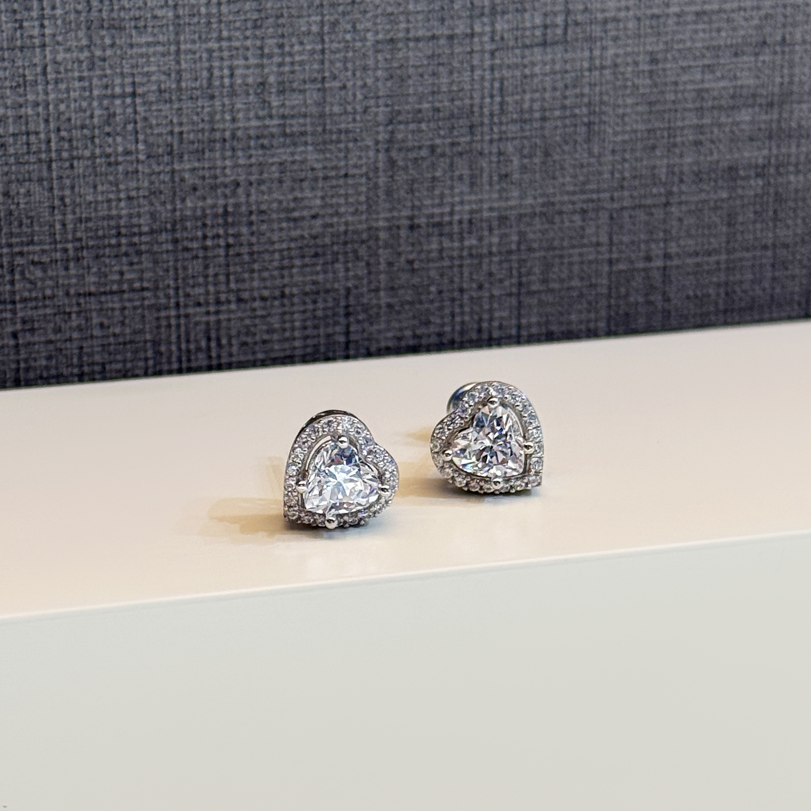 925 Sterling Silver Swarovski Zircon Hoop Earrings - (R-0085)