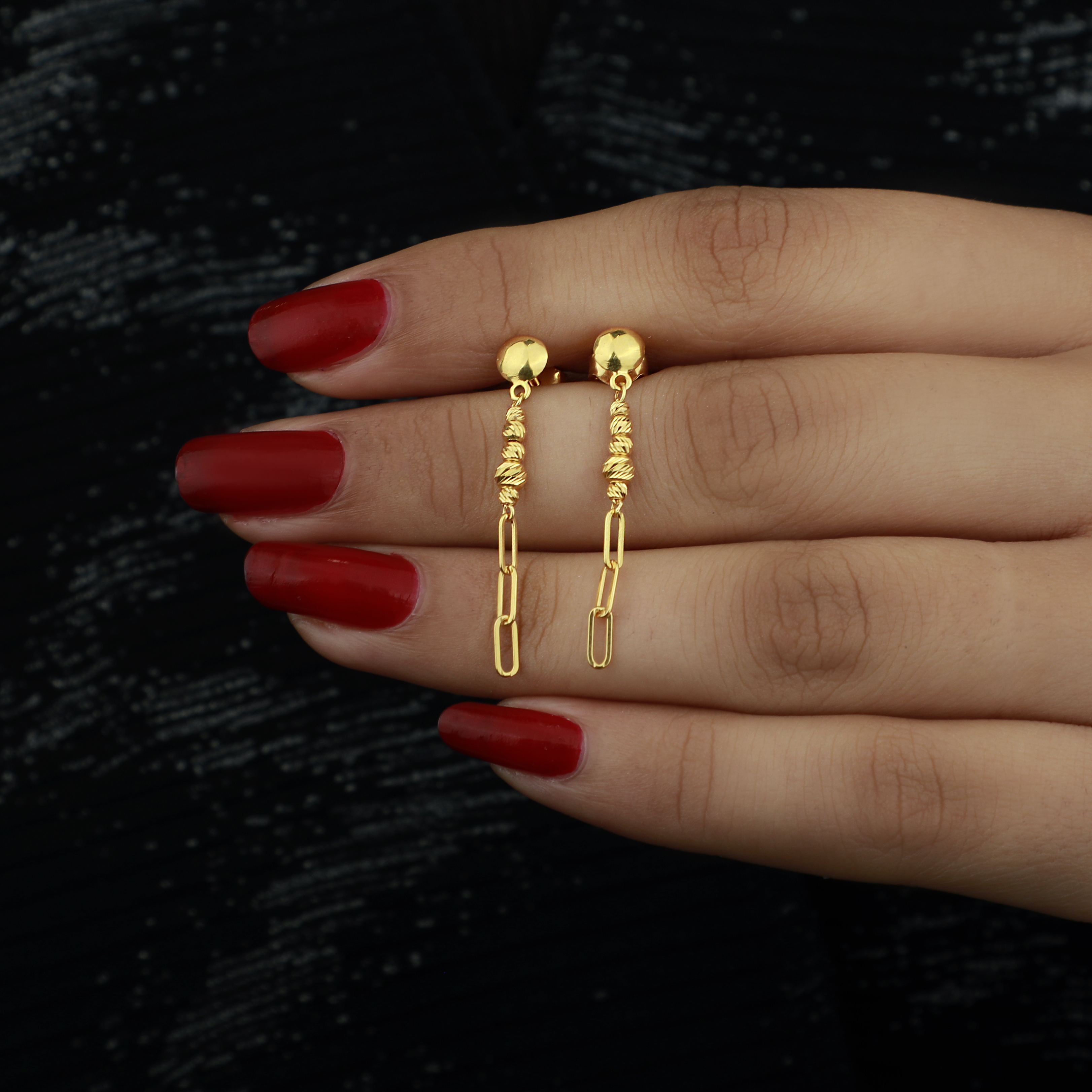 21-karat gold earrings, Turkish made - (S-0153)