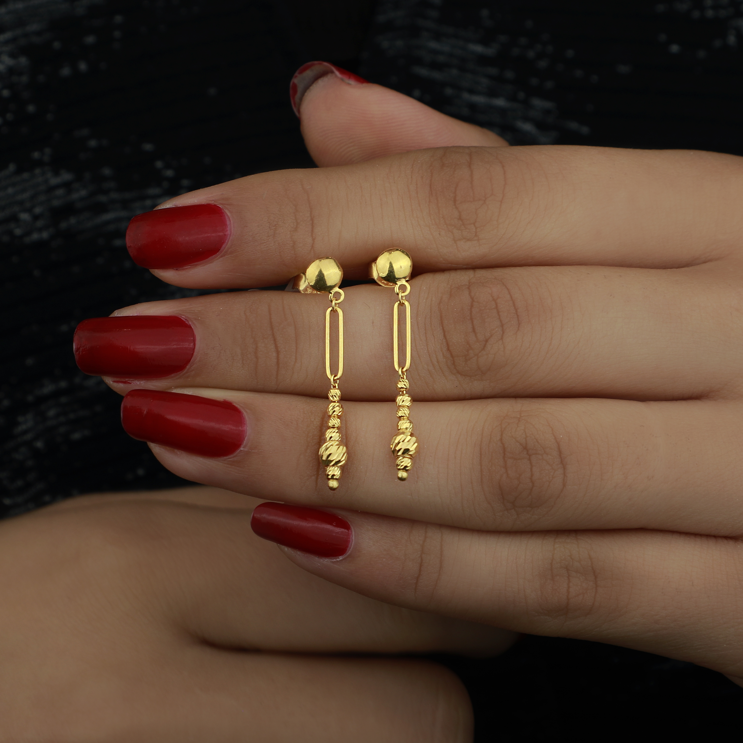 21-karat gold earrings, Turkish made - (S-0154)