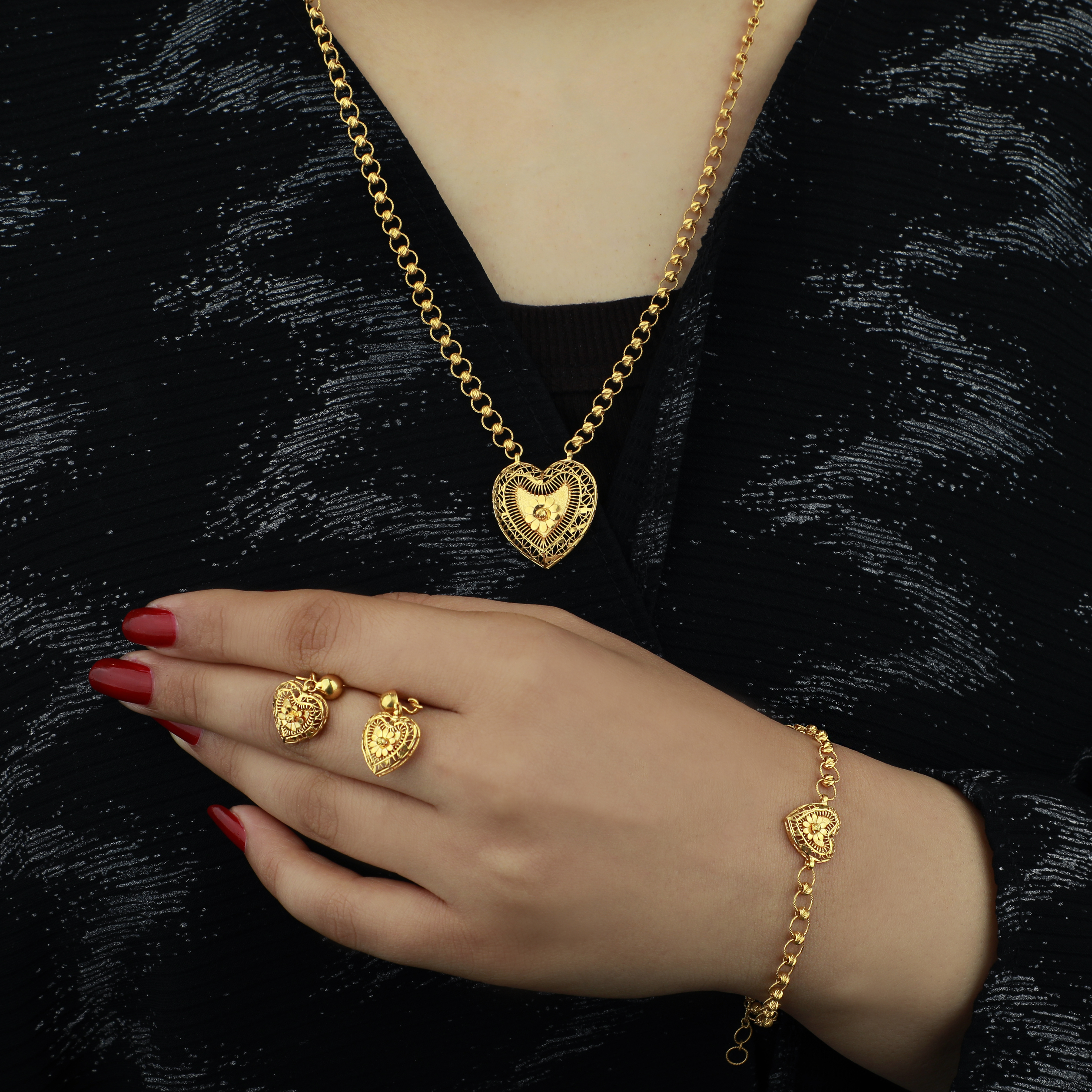 21-karat gold set, Turkish made - (S-0130)
