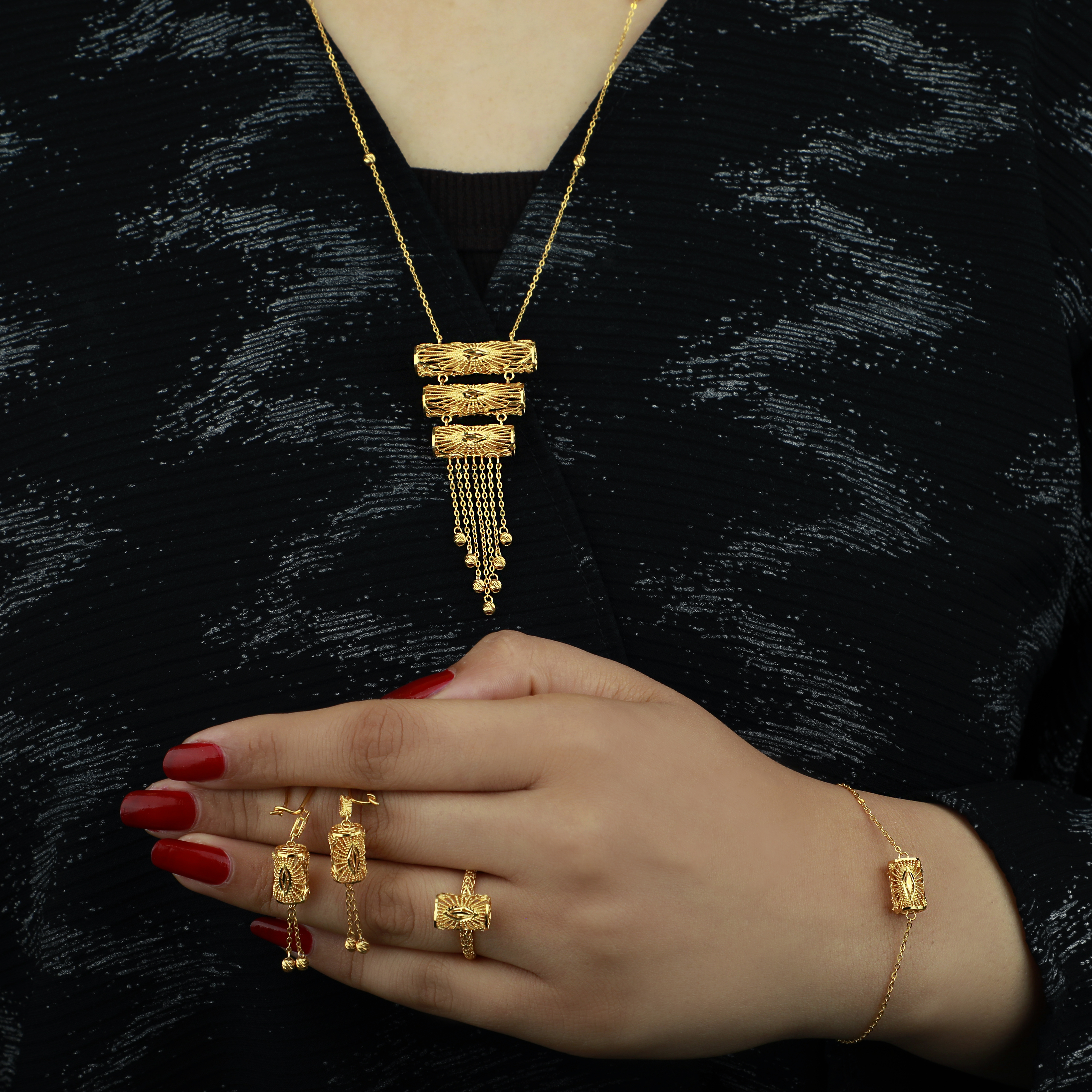 21-karat gold set, Turkish made - (S-0131)