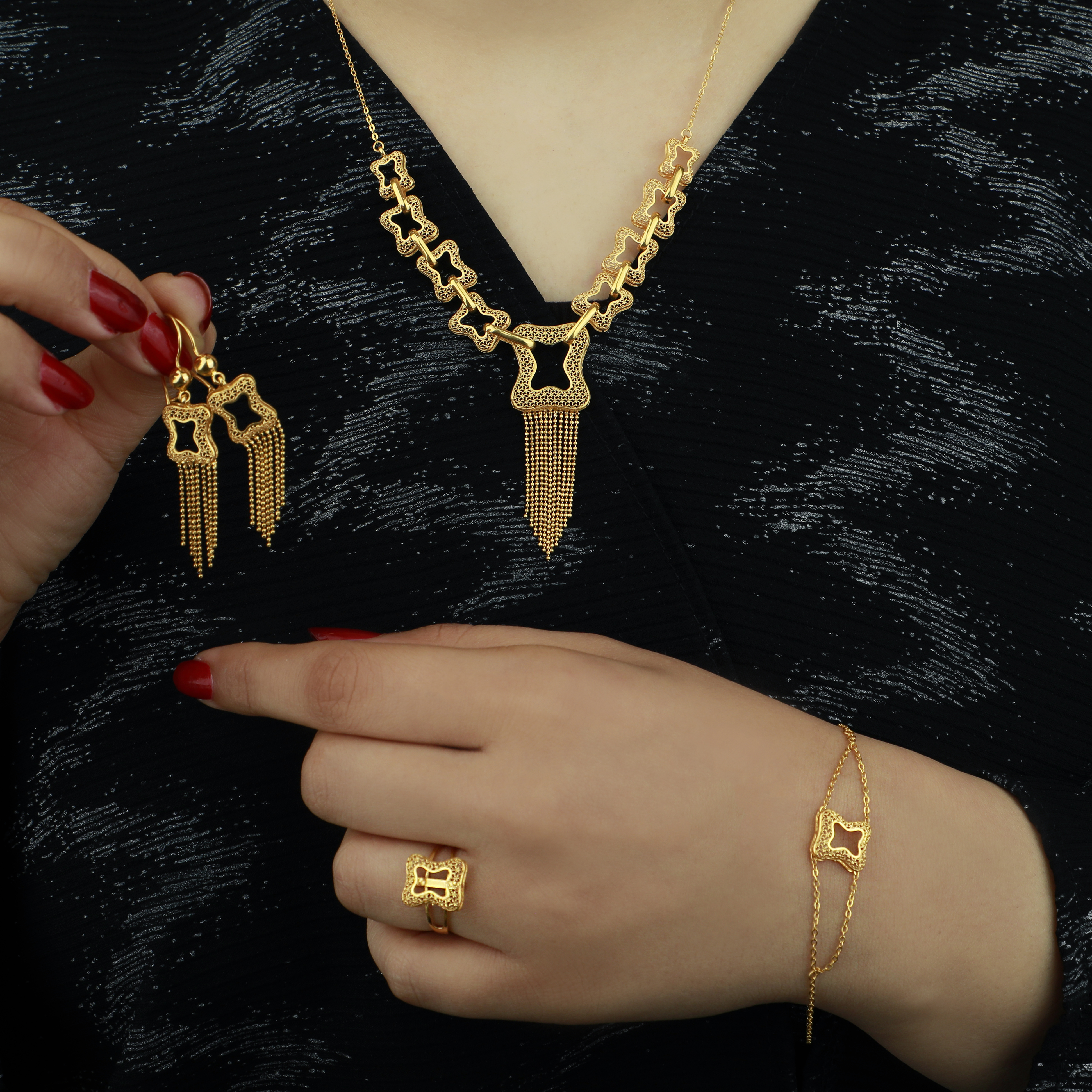 21-karat gold set, Turkish made - (S-0132)