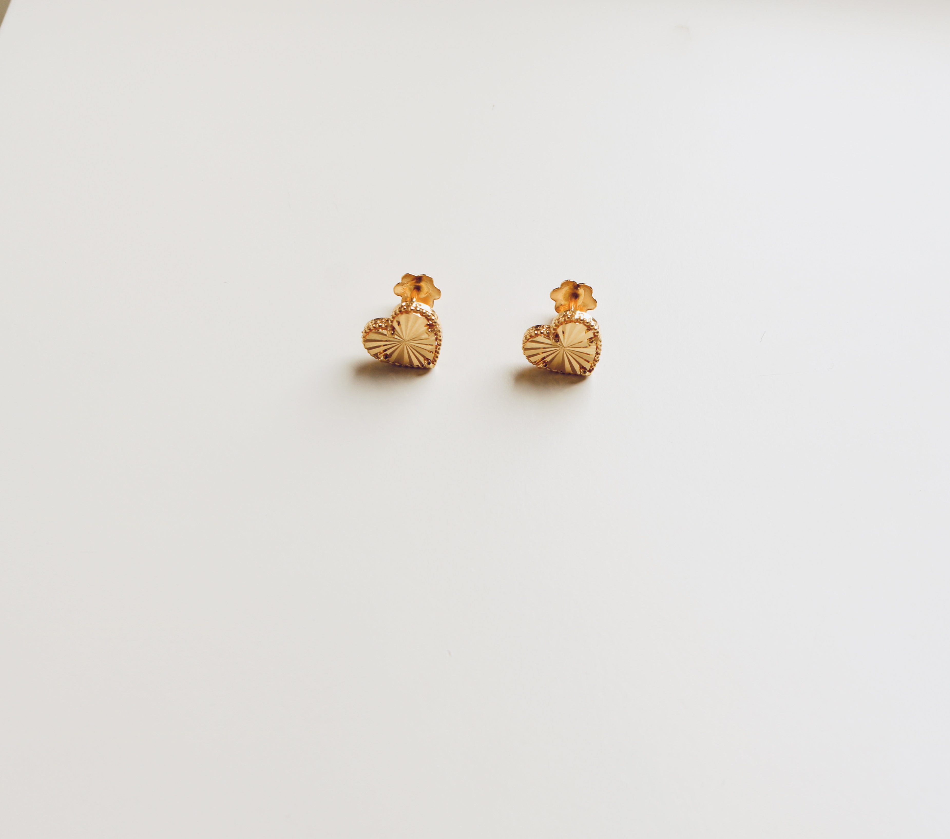 Children's net earrings, 21 karat gold, made in Singapore - (S-0177)
