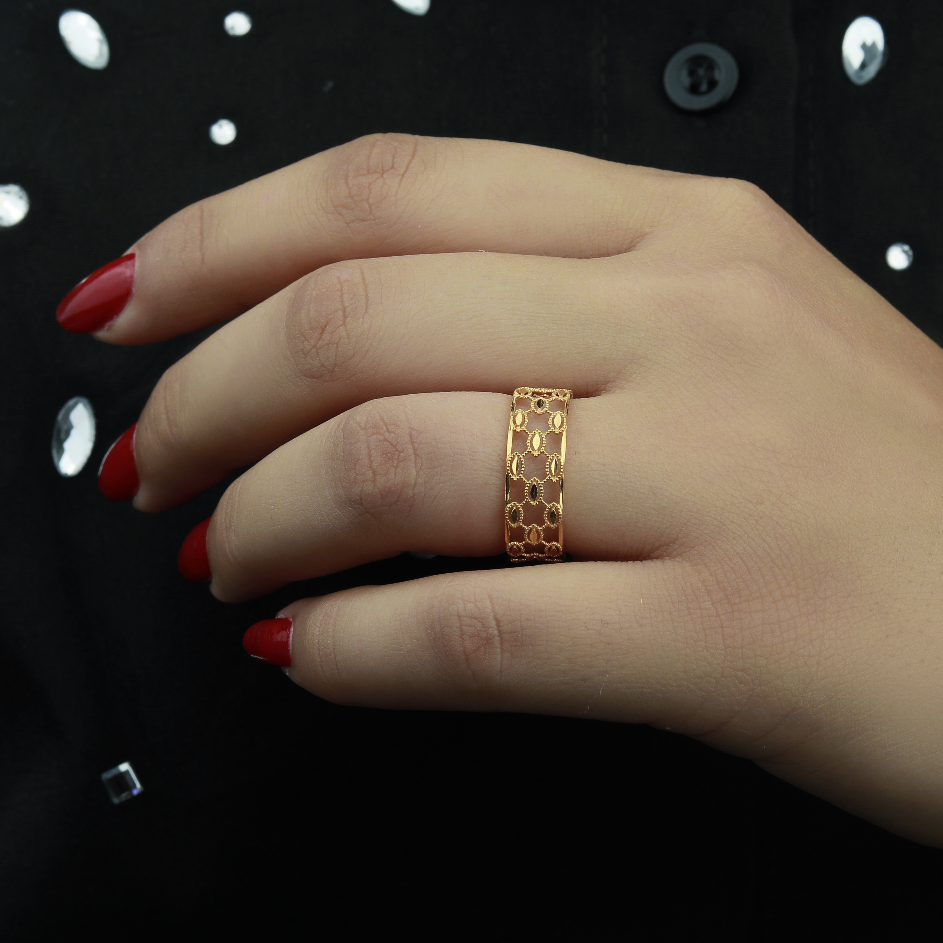 21-karat gold wedding ring, Turkish made - (S-0078)